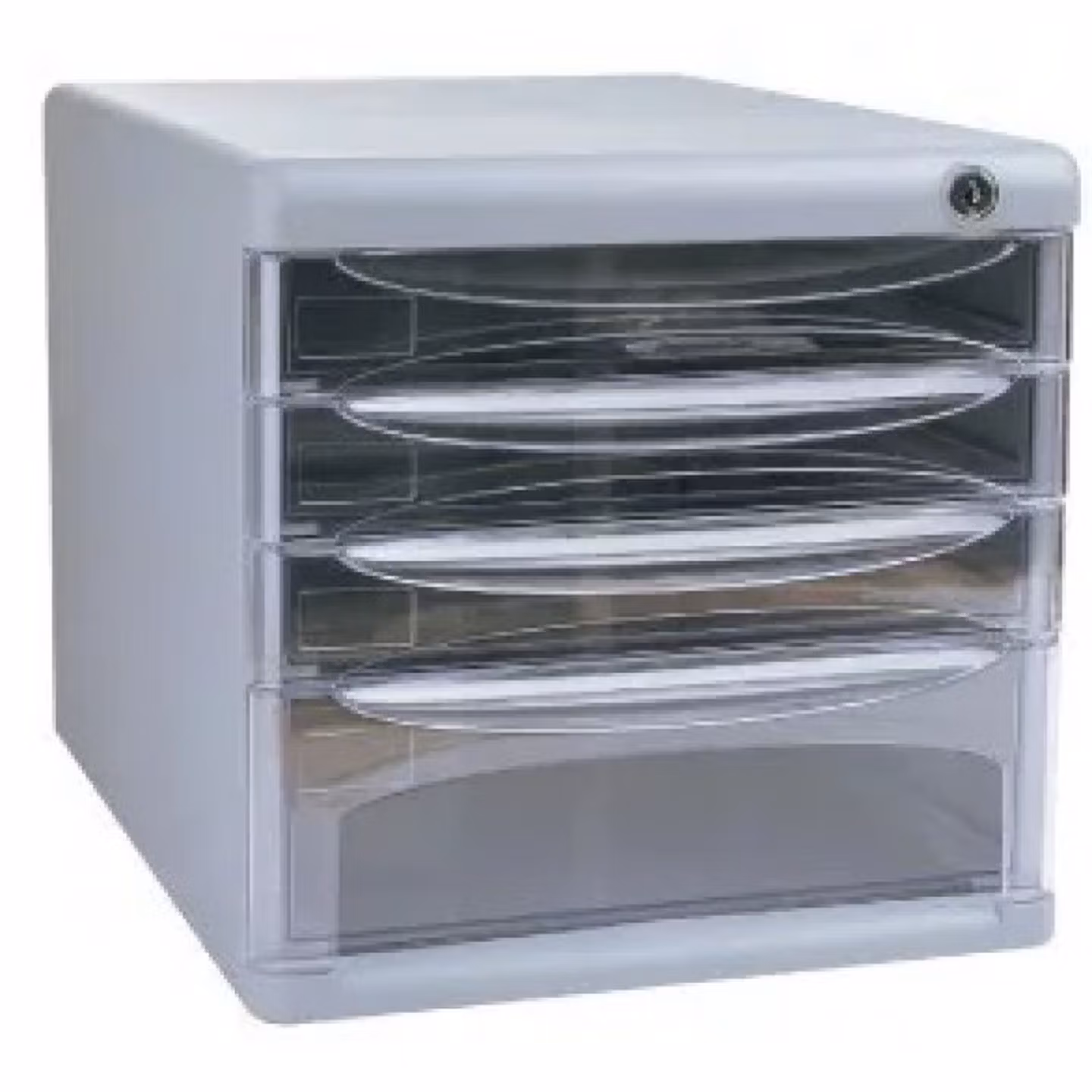 得力（deli）/9795桌面文件柜透明抽屉办公收纳柜收纳盒塑料a4带锁4层 9