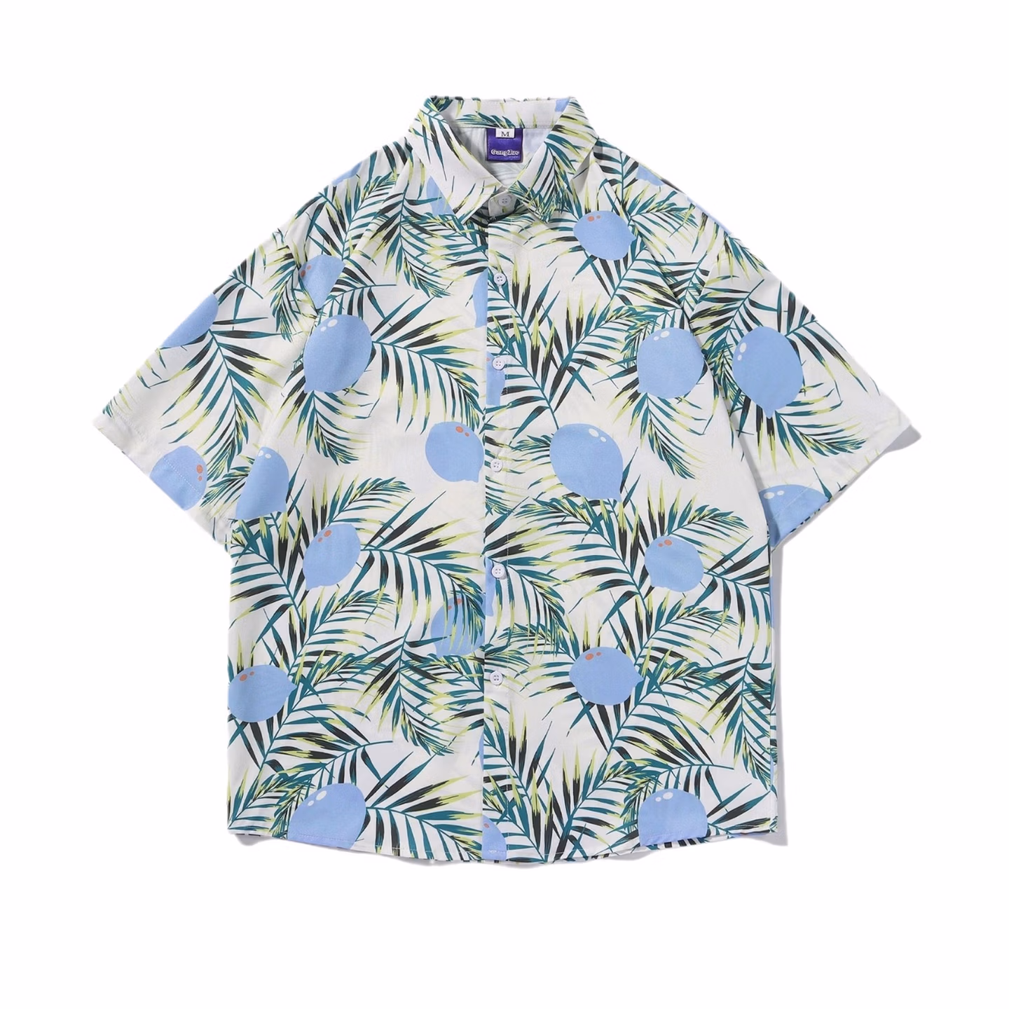 High-end Beach Short-sleeved Shirt For Men And Women, Loose And Thin In Summer, Hawaiian Beach Floral Five [KZD] 5122 Red M_viptrois.com