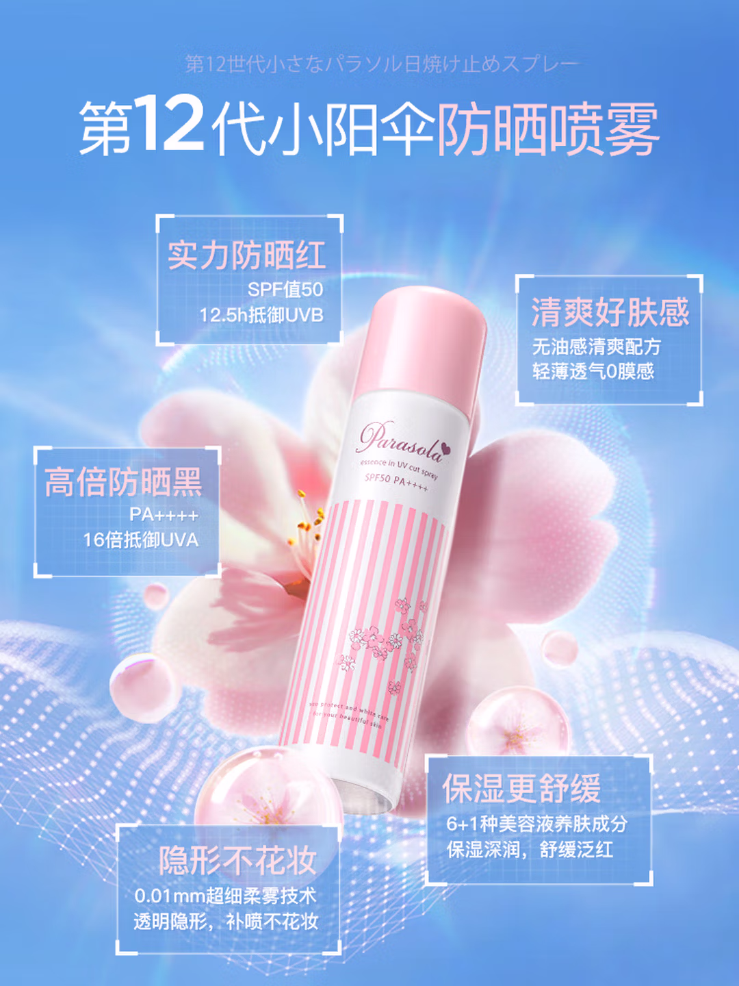 日本进口 Naris 娜丽丝 SPF50+/PA++++ 第12代小阳伞防水防晒喷雾 90g*2瓶 双重优惠折后￥79包邮