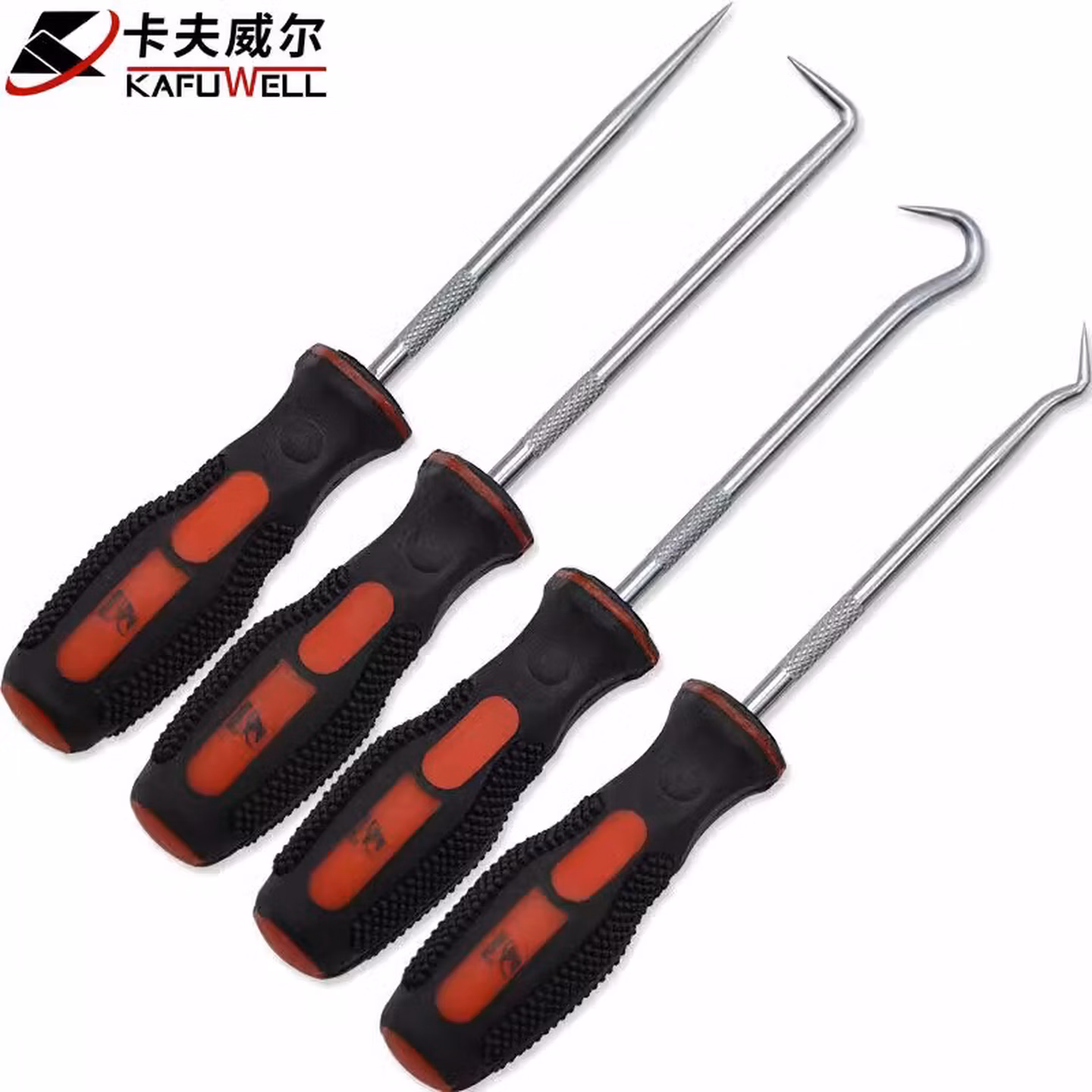 卡夫威尔 4件套油封起子螺丝批套装 密封圈垫圈拉拔器钩子组 直角弯钩异型工具钩 
