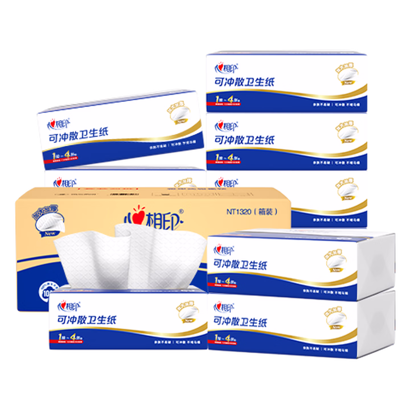心相印抽纸/平板纸 擦手卫生纸2层120抽*10包 商务抽取式厕纸 NT1320