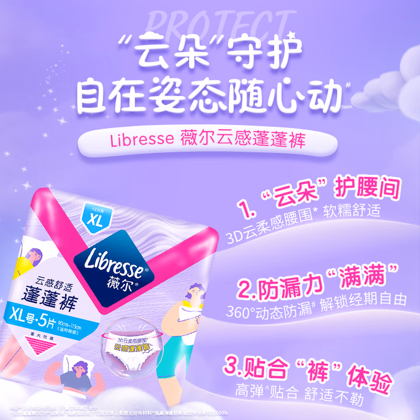 Libresse 薇尔 超薄透气超熟睡加长夜用蓬蓬裤 XL 15条 双重优惠折后￥19.9包邮