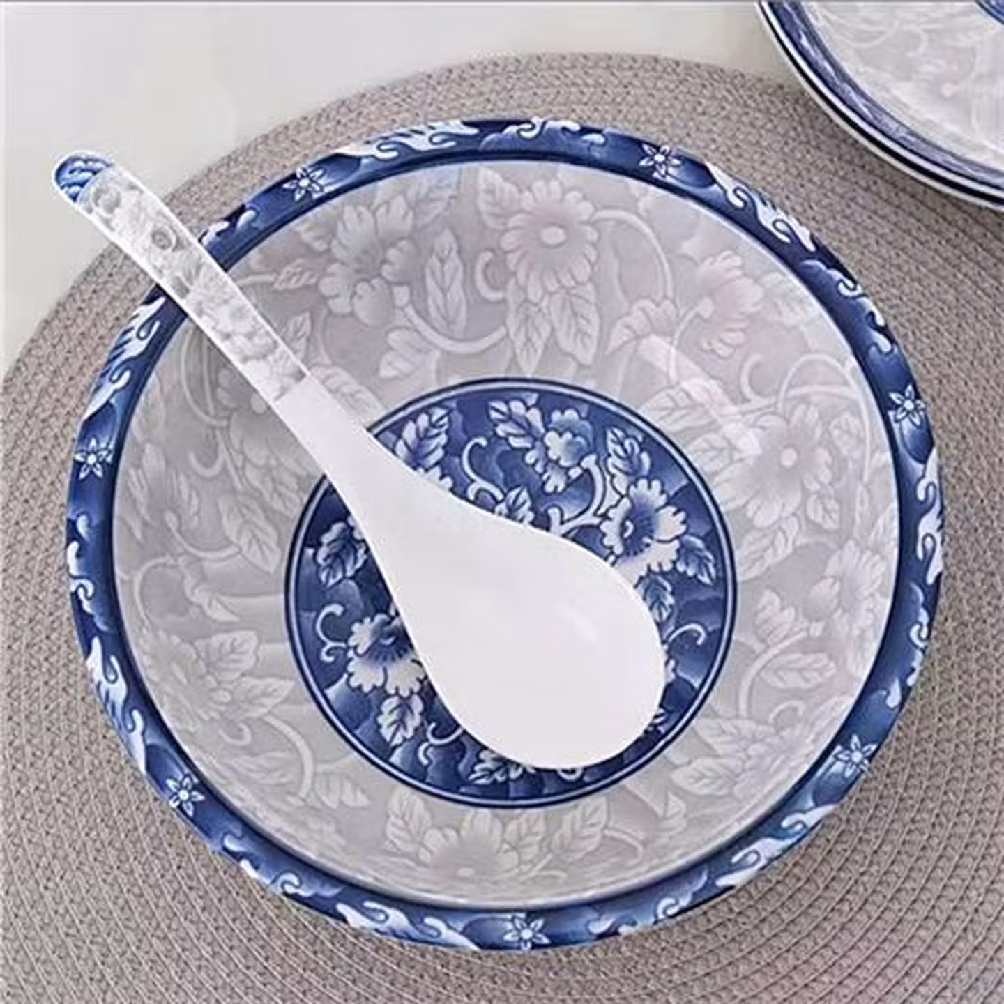 百春宝碗盘碟套装家用景德镇碗筷陶瓷器吃饭碗菜盘面汤碗鱼盘勺组合餐具 蓝青花2碗2勺