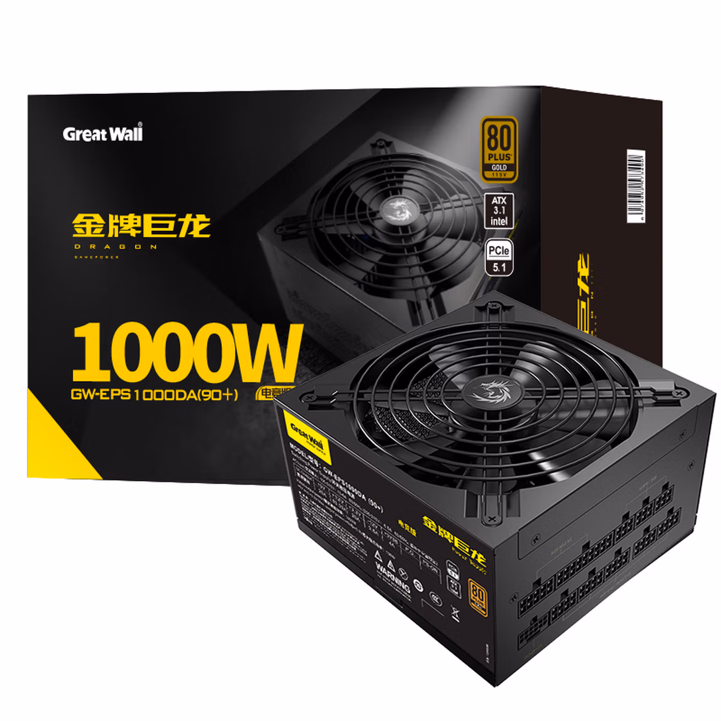 长城（Great Wall）额定1000W 巨龙GW-EPS1000DA(90 )电竞版（14CM风扇/DC-DC/双CPU供电/12V大电流）