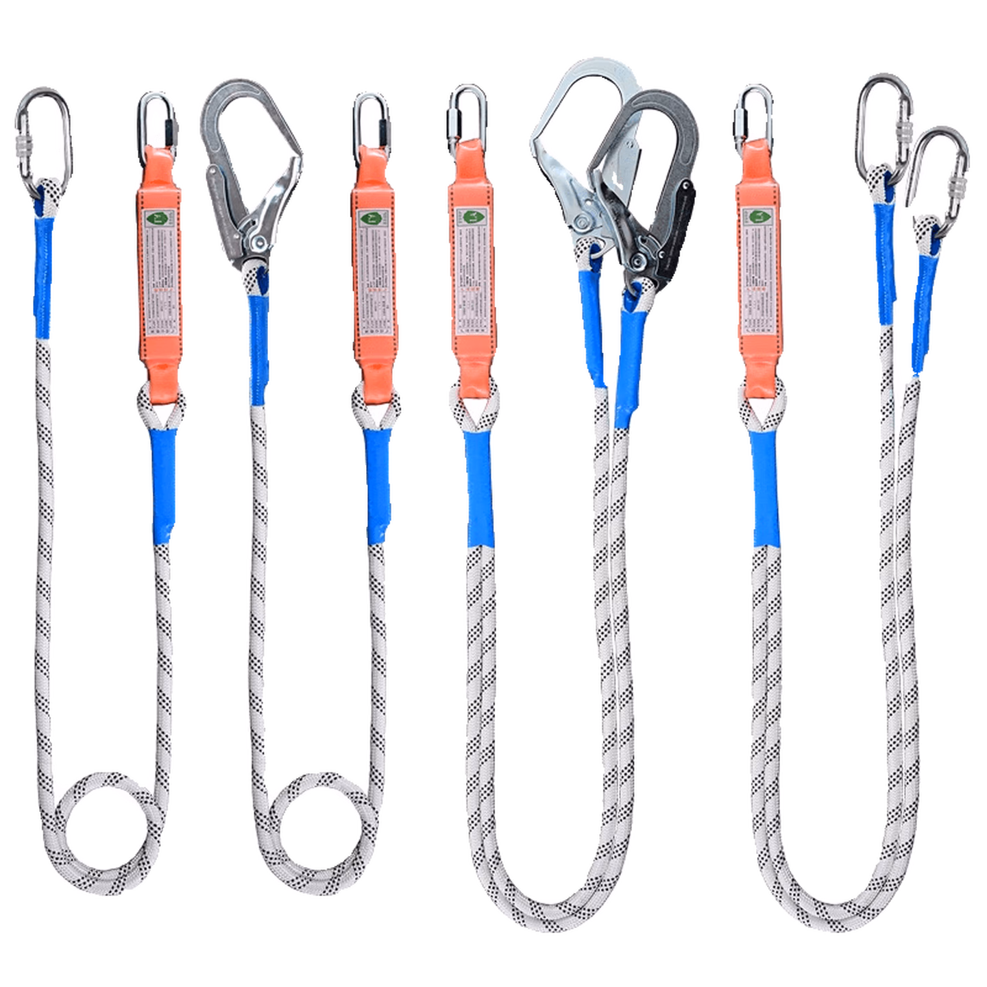 欧式缓冲绳安全带后背挂绳链接绳高空作业保险绳防坠落二次保险绳 双绳大钩_2米绳长