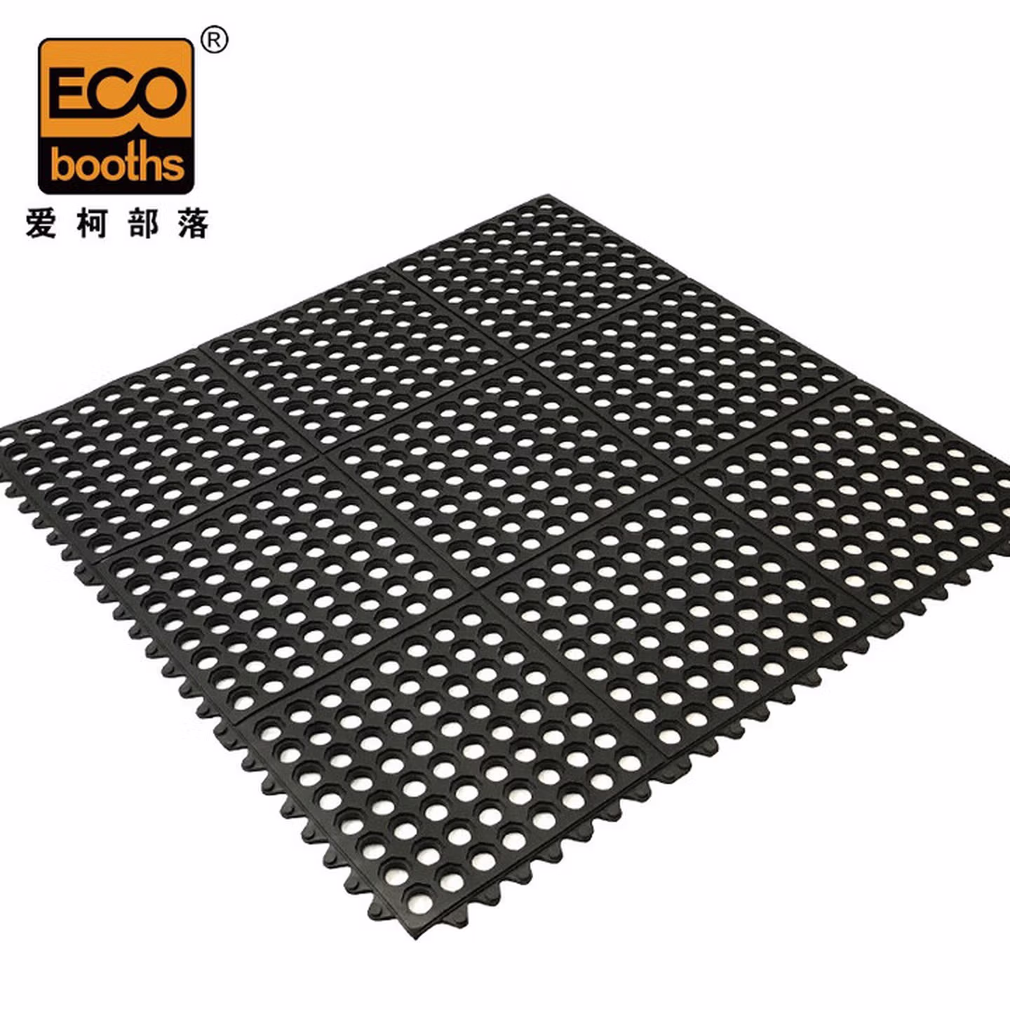 爱柯布洛橡胶防滑地垫 拼接耐油防滑地板楼梯走道垫0.9m×0.9m×9.6mm工