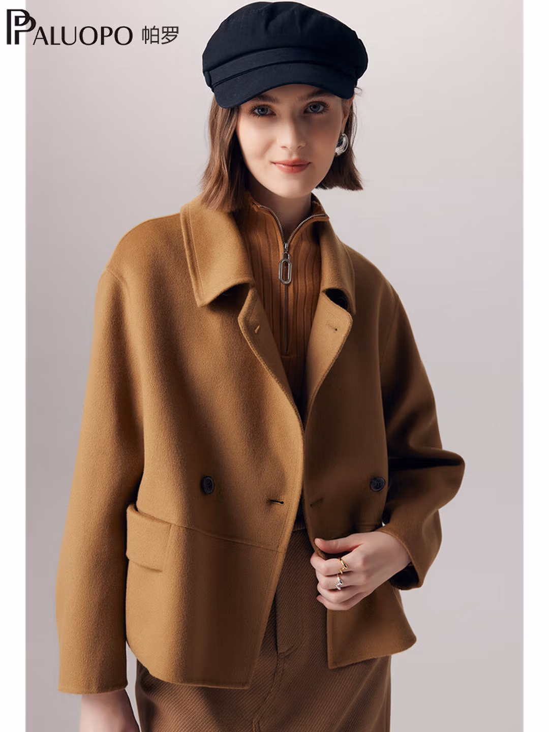 PALUOPO 帕罗 100%绵羊毛  一粒扣双面呢 女式大衣 ET23119D 双重优惠折后￥719 两色可选