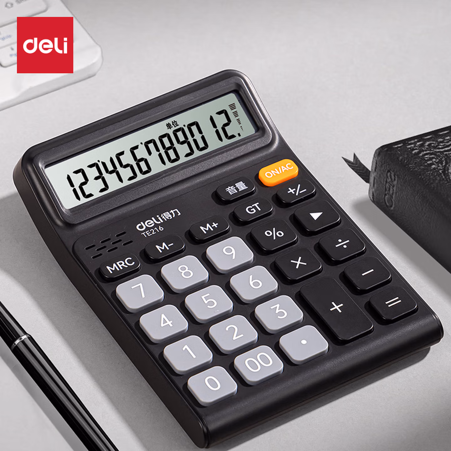 得力（deli） 语音计算器大按键财务计算器学生/办公用品12位大屏幕真人语音计