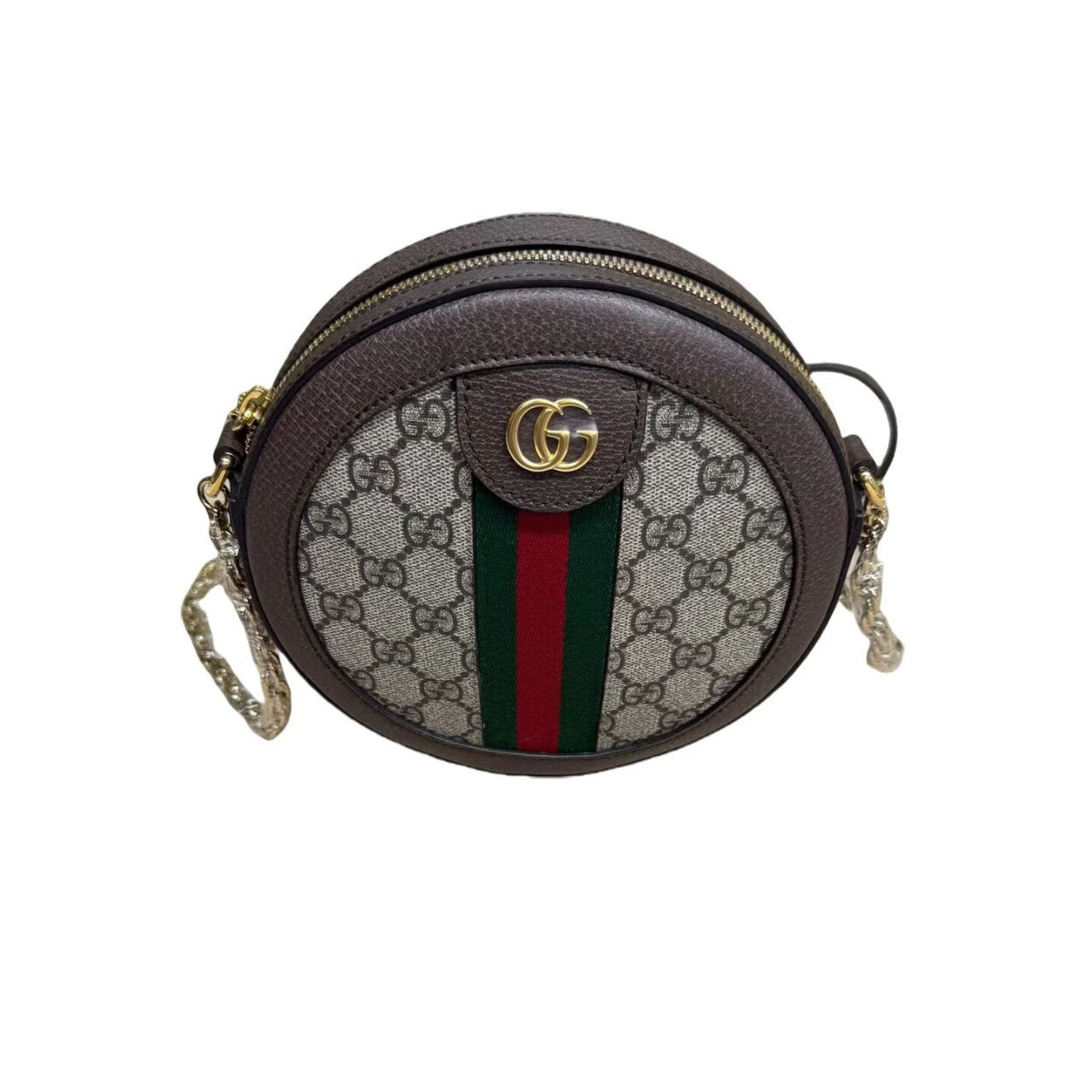 二手99新 GUCCI古驰ophidia系列 女士单肩斜挎包 圆饼包 夹子包 奢侈品箱包 真品 99新圆饼链条包1818cm