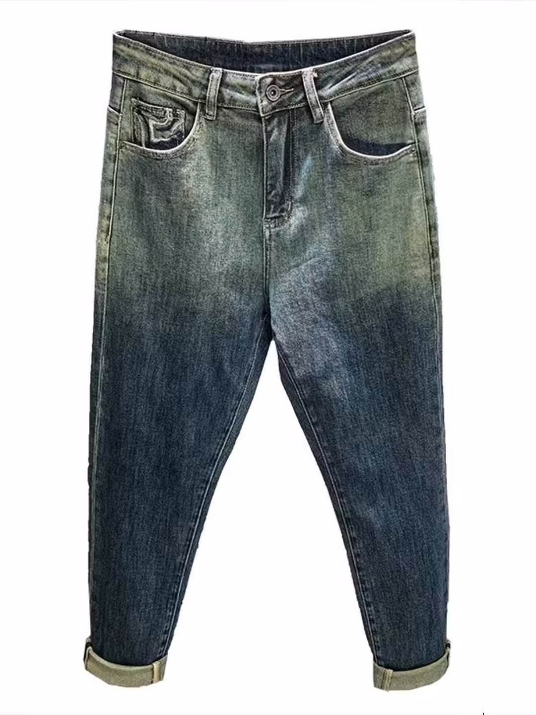 Embroidered Jeans Men's Autumn And Winter Trendy Brand Straight Slim Pants American Retro Gradual Change Of Color Prototype Casual Pants, Blue 28_viptrois.com