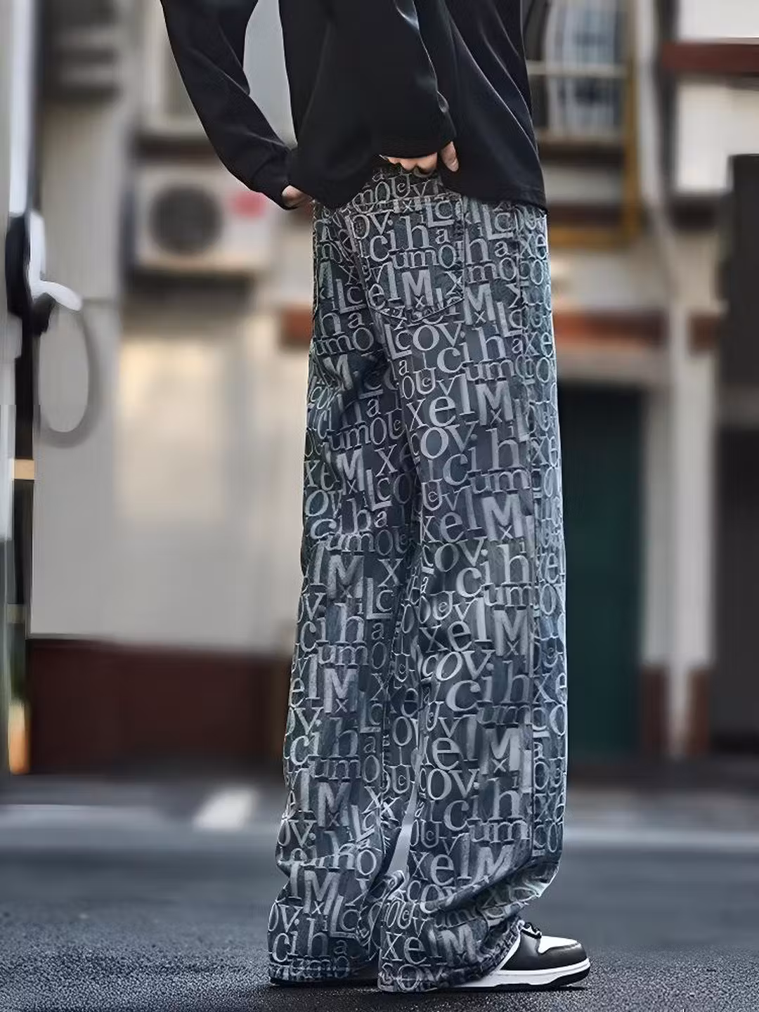 Amerikai stílusú retro férfi farmer jacquard abc mintával_voghion.com
