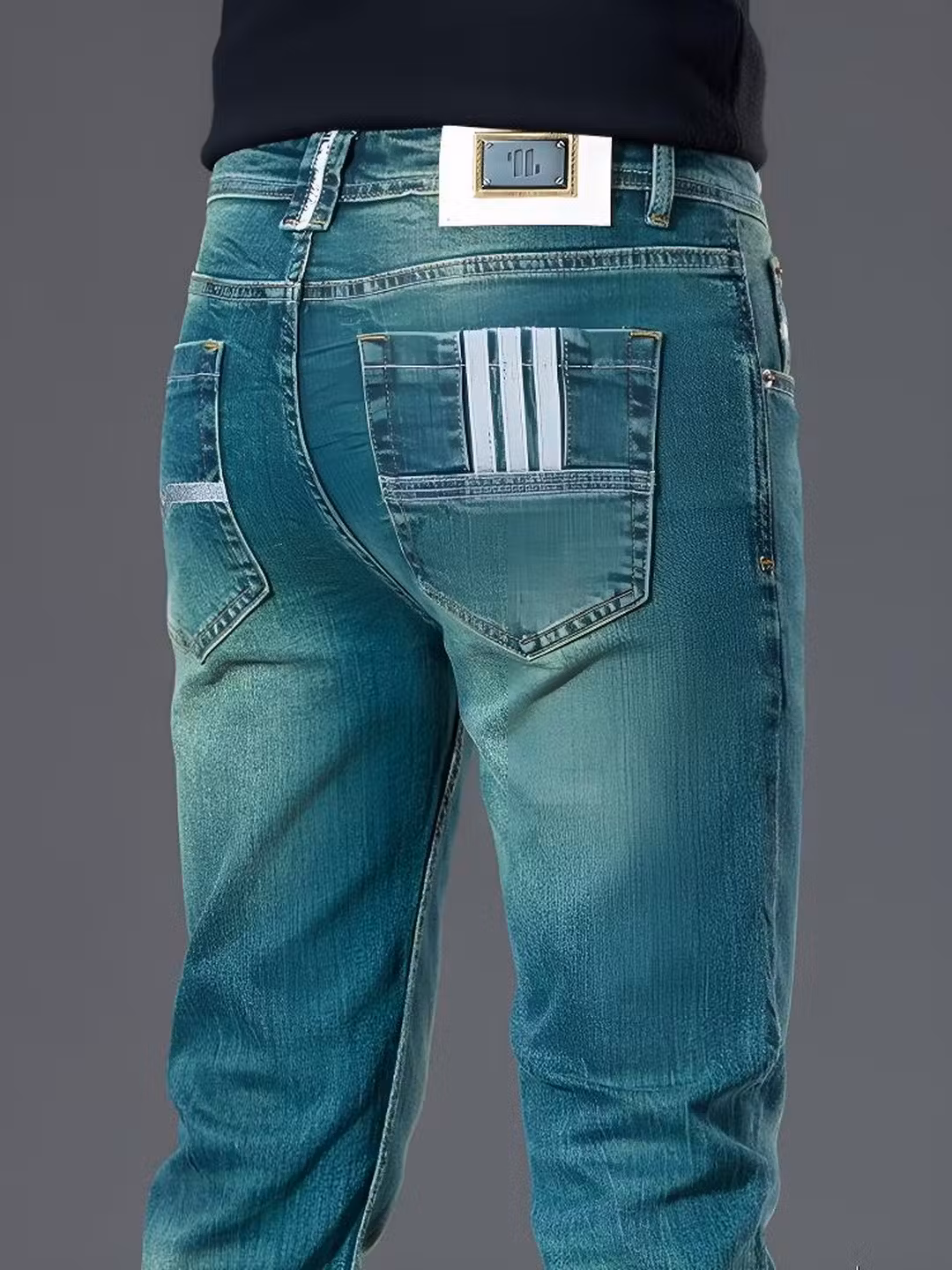 High-end Jeans Men's Fashion Trend Brand 2025 Autumn Green Slim-fitting Pants Stretch Versatile Casual Trousers, Green 28_mkmklike.com