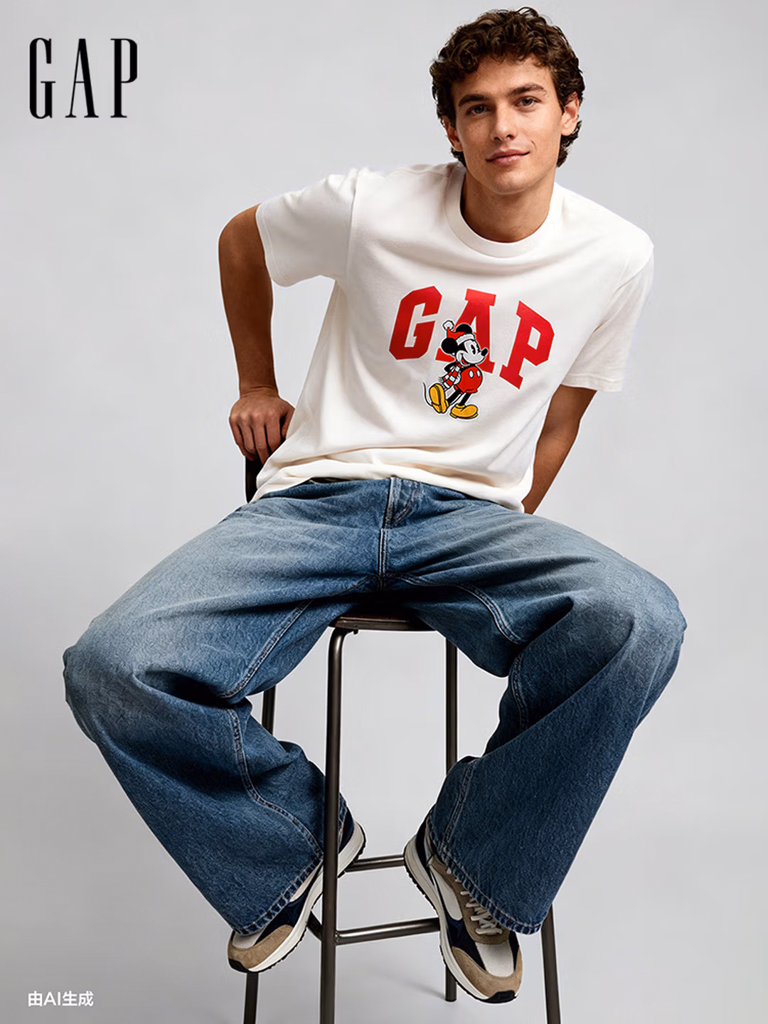 Gap 盖璞 纯棉 米奇印花LOGO 男式短袖T恤 821805 京东优惠券折后¥49包邮 2色可选