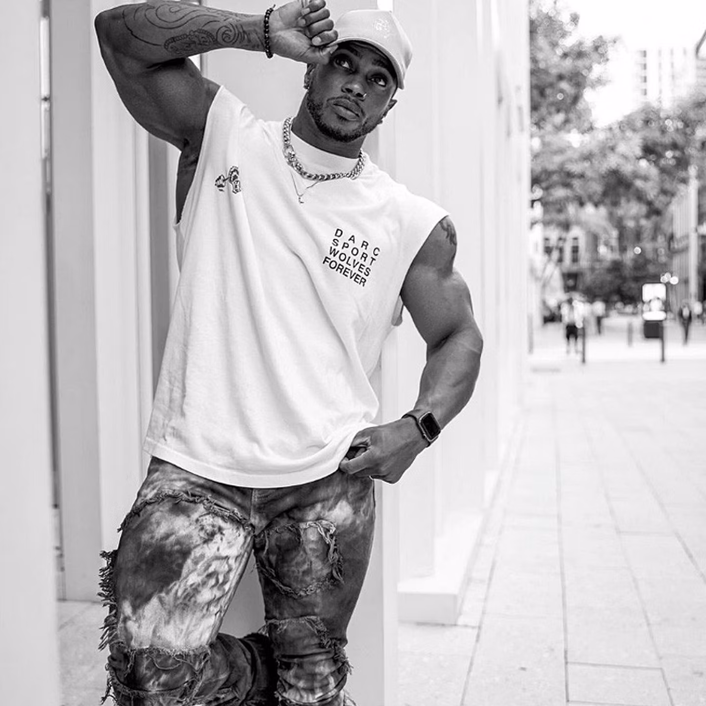 Muscle Fitness Summer Sports Casual Vest, Men's Trendy Brand Running Training Elastic Loose Basketball Sleeveless T-shirt_viptrois.com