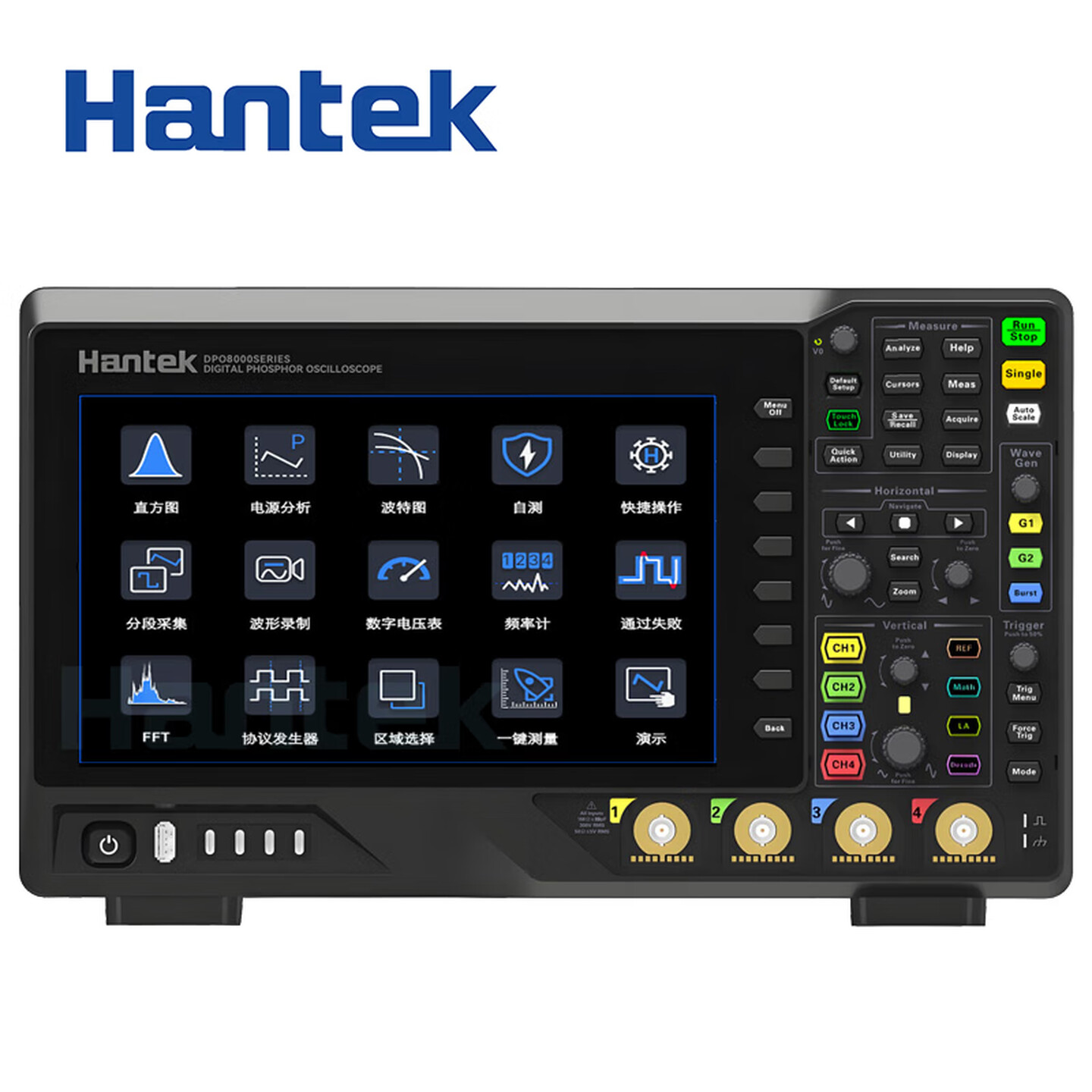 Hantek汉泰克台式八合一 数字荧光示波器 DPO8024E(200M带宽+16CH通道)
