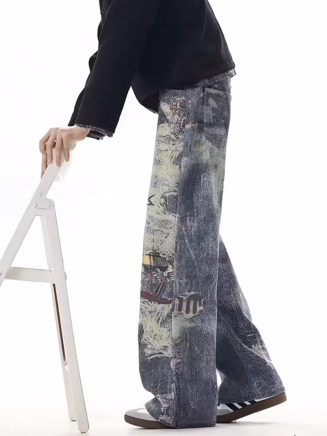 Herren Jeans Im American Retro Stil Tie-dye Weites Bein_voghion.com