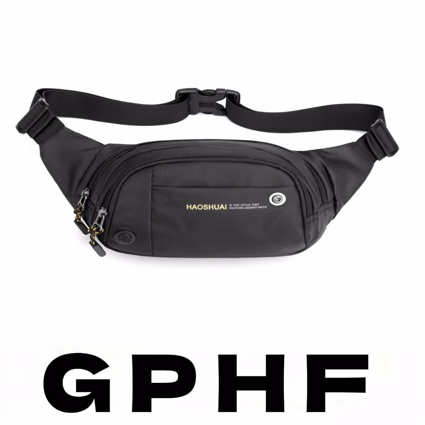 GPHF日本多功能腰包胸包大容量手机男女收钱收银生意包防水户外帆布包 升级款-黑
