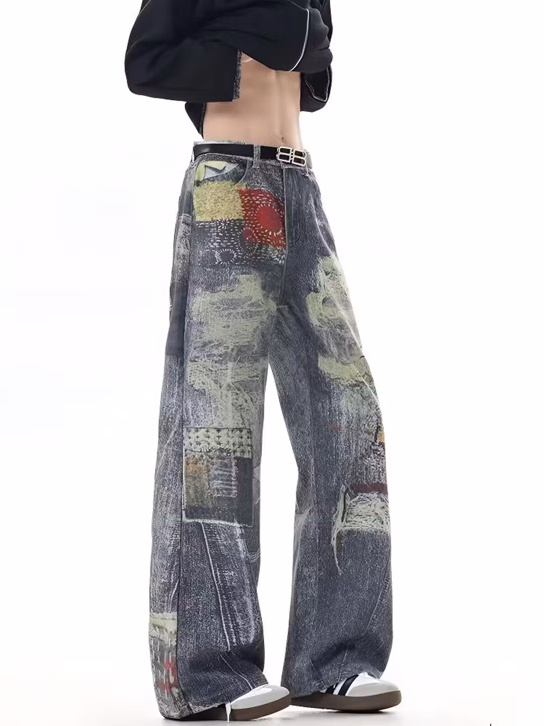 Herren Jeans Im American Retro Stil Tie-dye Weites Bein_voghion.com