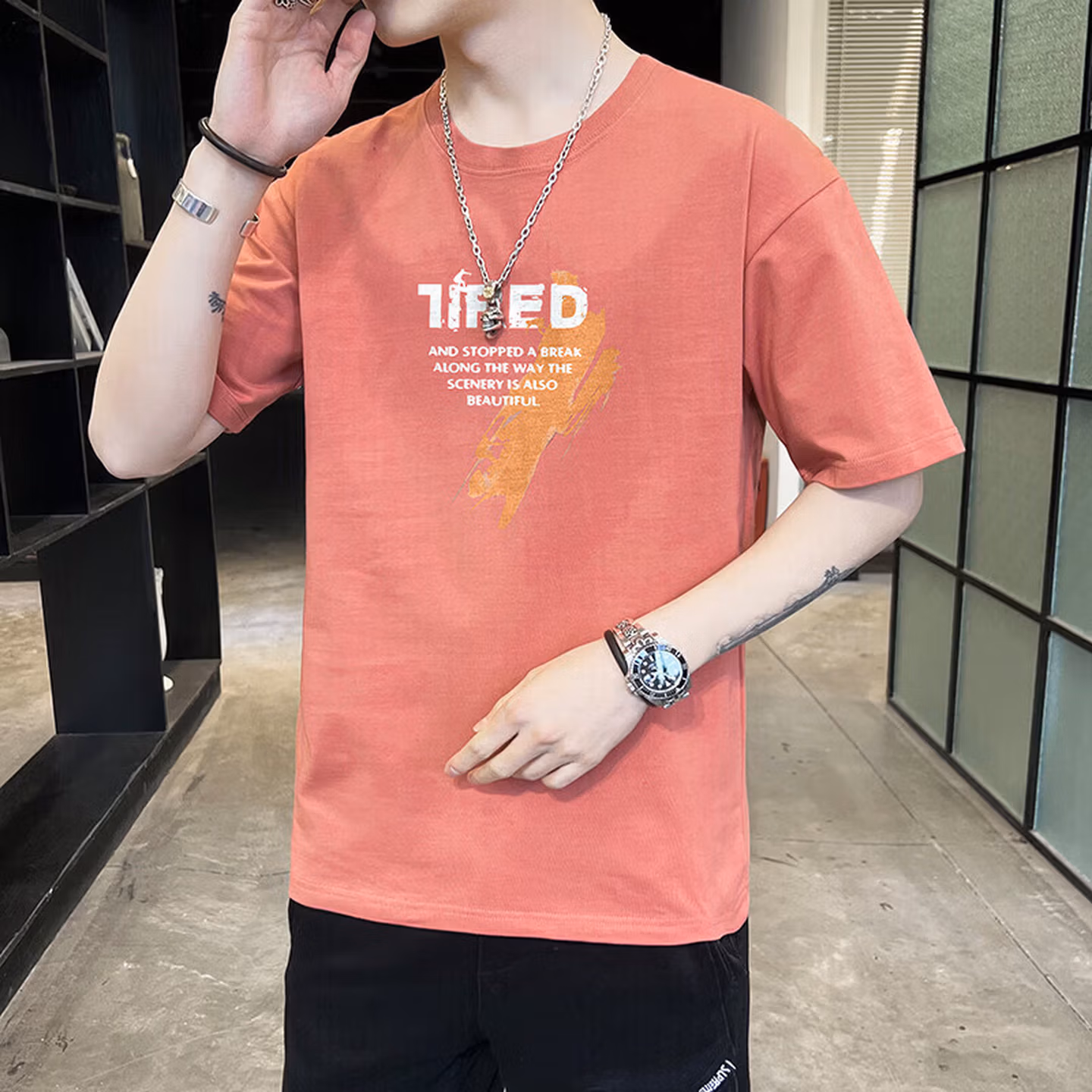 Summer Cotton Short-sleeved T-shirt Slim-fit Cotton Half-sleeved Cotton Casual 2026 New Trend T-shirt Men's Clothing_viptrois.com
