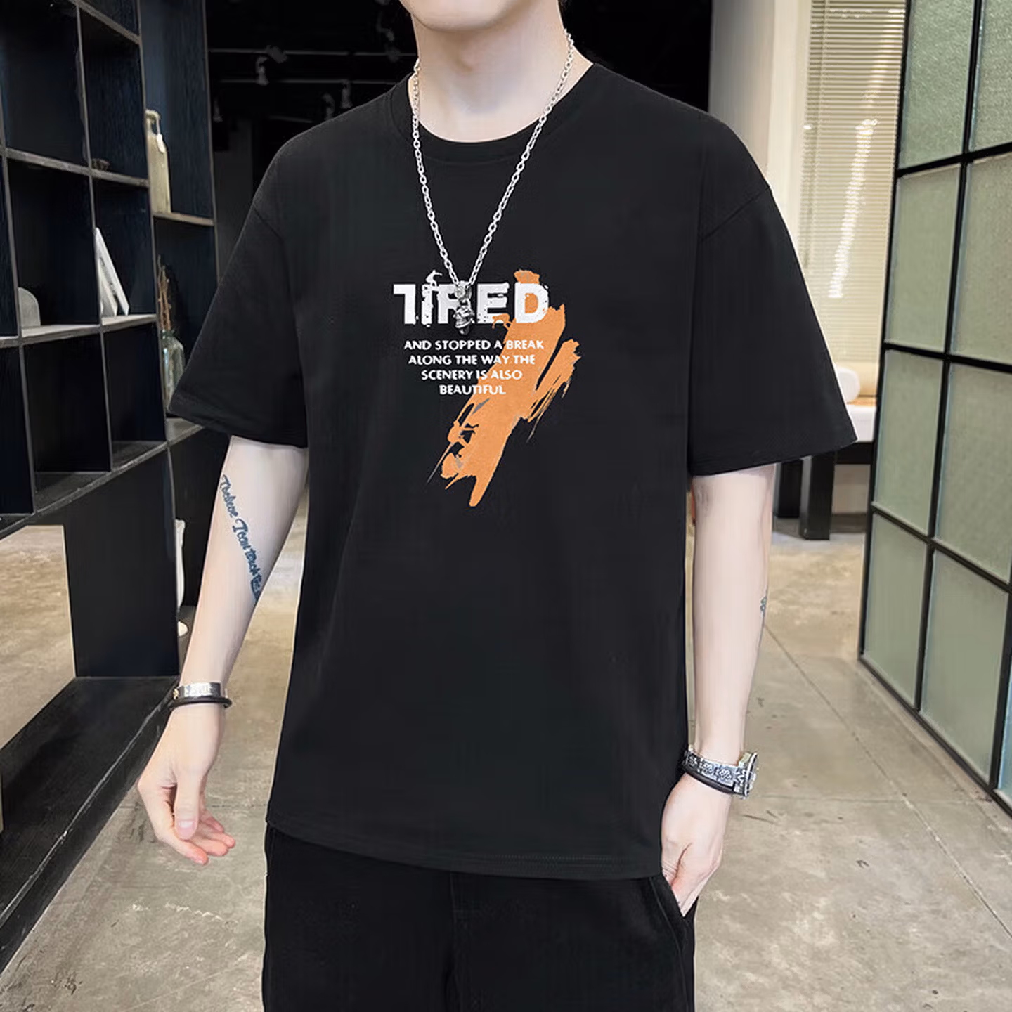 Summer Cotton Short-sleeved T-shirt Slim-fit Cotton Half-sleeved Cotton Casual 2026 New Trend T-shirt Men's Clothing_viptrois.com