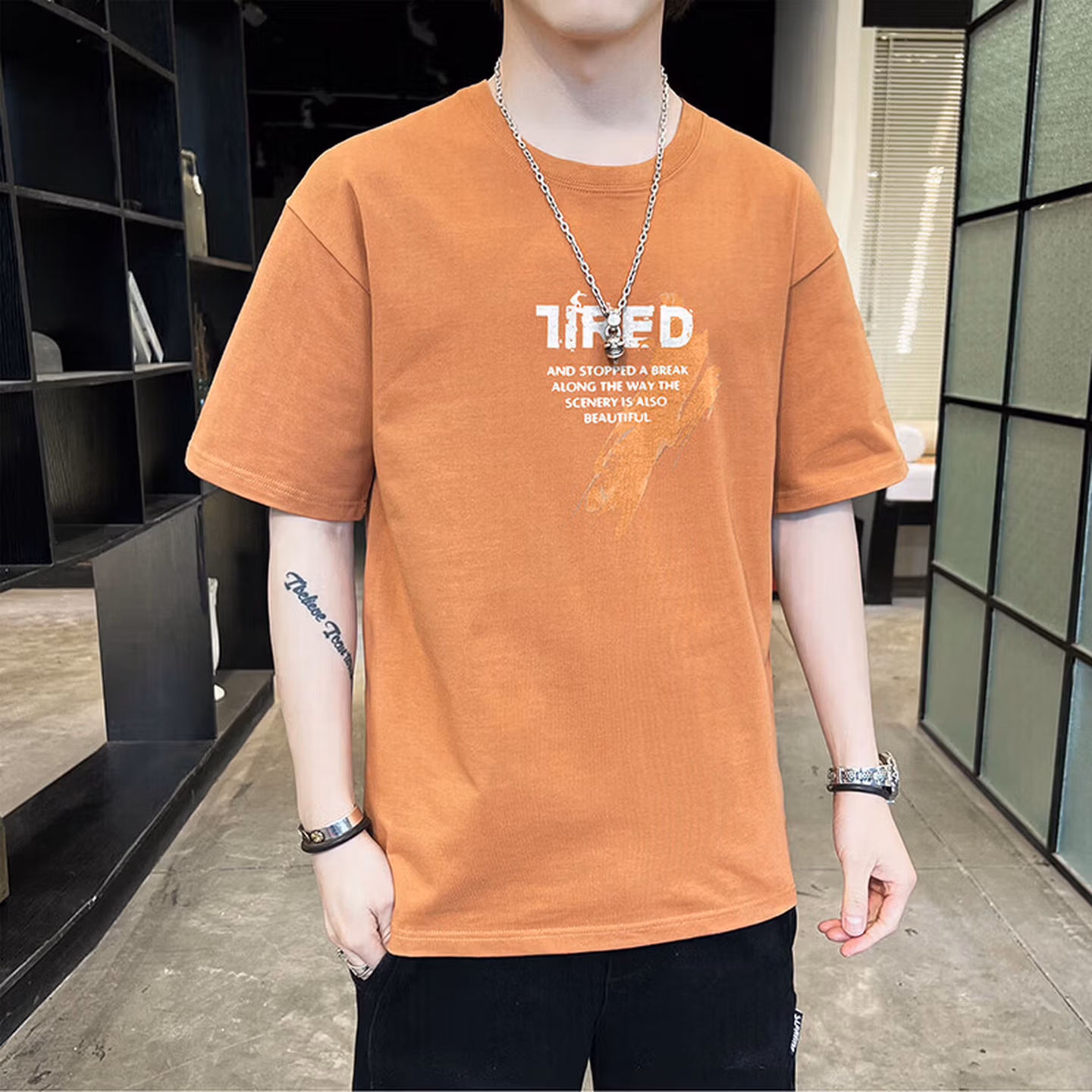 Summer Cotton Short-sleeved T-shirt Slim-fit Cotton Half-sleeved Cotton Casual 2026 New Trend T-shirt Men's Clothing_viptrois.com