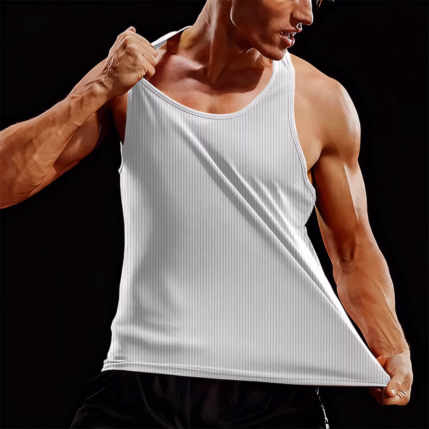 American Fitness Men's Fitness Summer Vest Basketball Sports Show Muscle Loose Breathable Sleeveless Bottom Shirt_viptrois.com