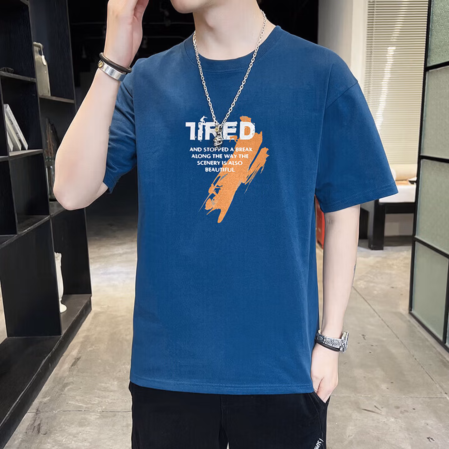 Summer Cotton Short-sleeved T-shirt Slim-fit Cotton Half-sleeved Cotton Casual 2026 New Trend T-shirt Men's Clothing_viptrois.com