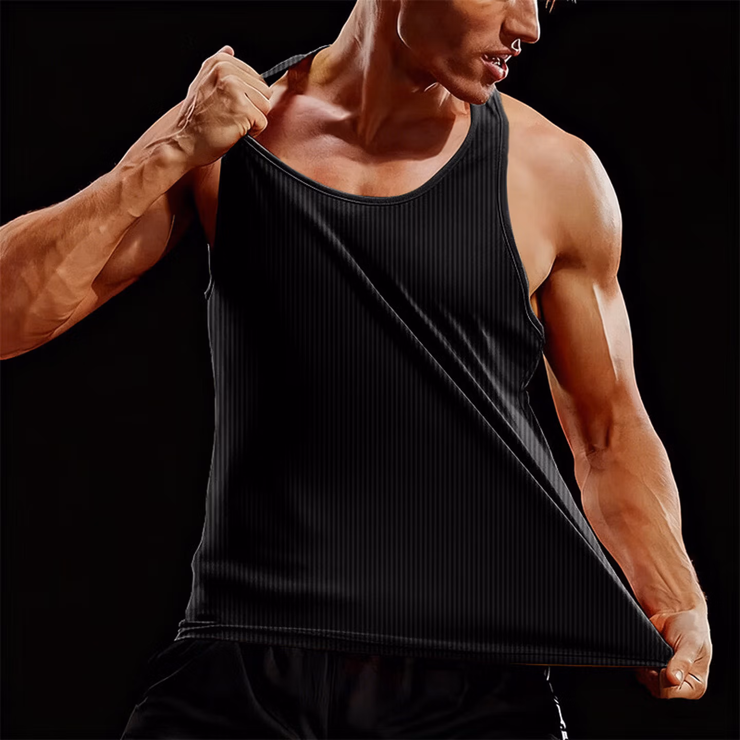 American Fitness Men's Fitness Summer Vest Basketball Sports Show Muscle Loose Breathable Sleeveless Bottom Shirt_viptrois.com