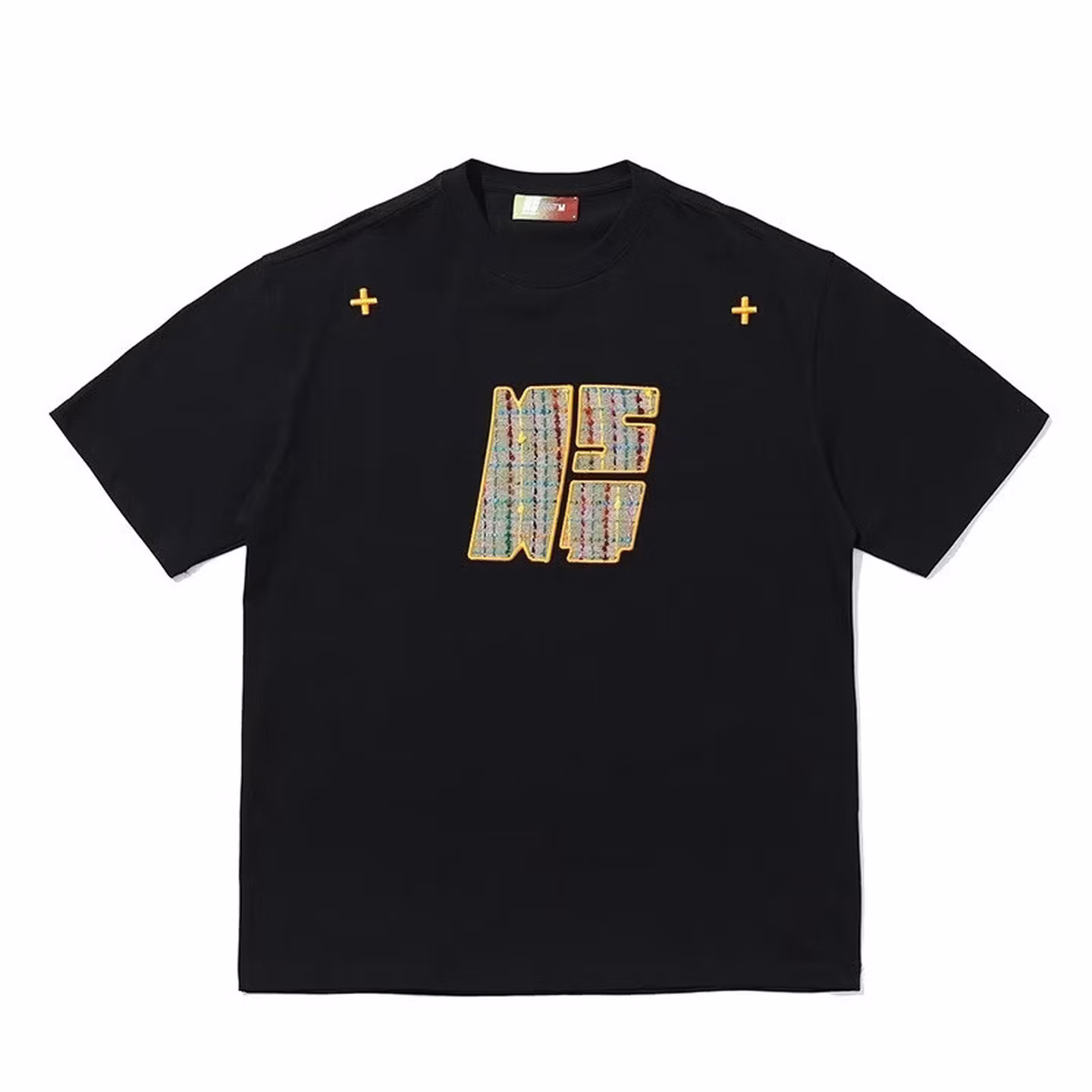 Heavyweight Embroidered American Short-sleeved T-shirt Boys Summer Thin Feeling Ruffian Handsome Cityboy Couple Half-sleeved T-shirt, Black 2XL_viptrois.com
