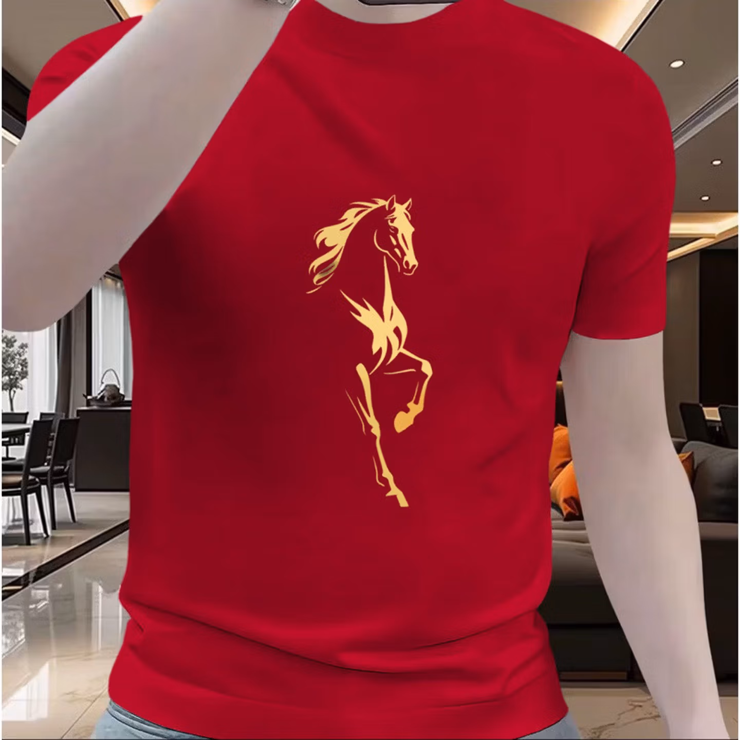 T-shirt uomo in cotone stampato bordeaux versatile_voghion.com
