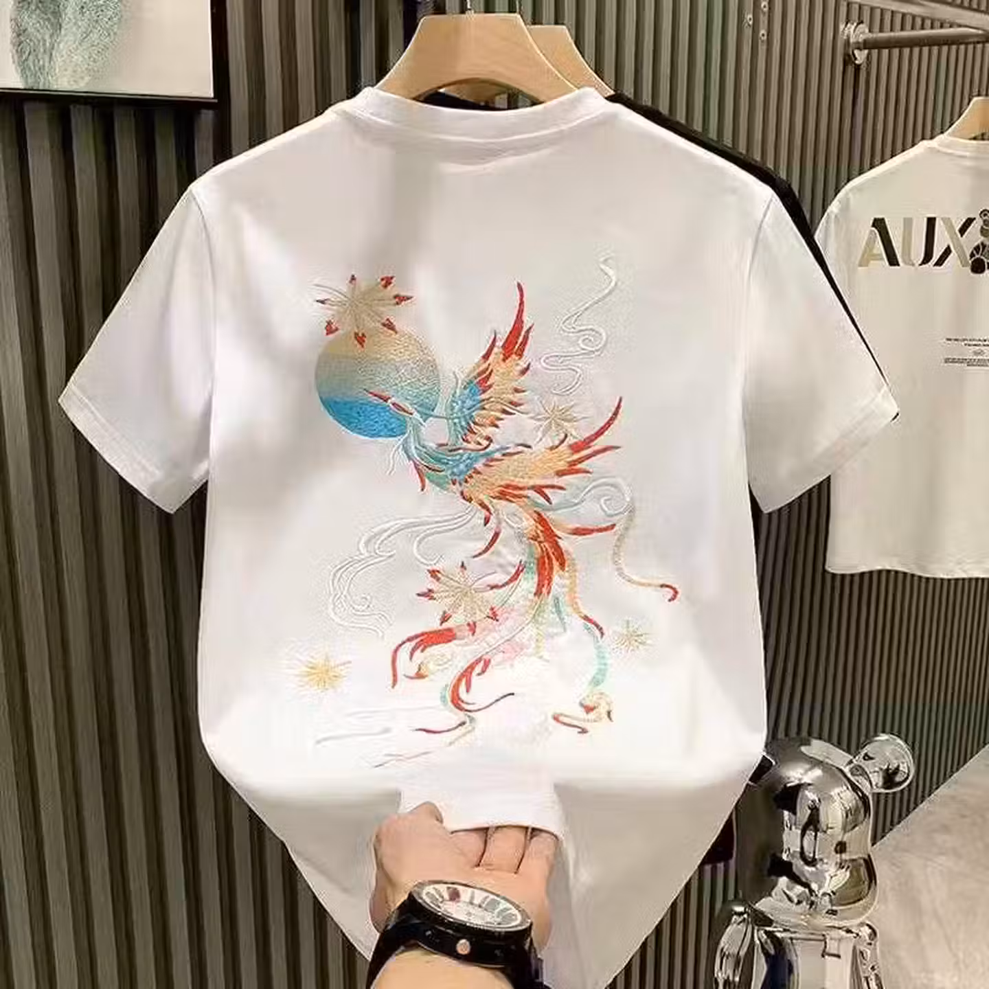 Chinese Style Phoenix Embroidered Short-sleeved T-shirt Men's 2026 Summer New Guochao Loose And Versatile Trend Half-sleeved Top_viptrois.com