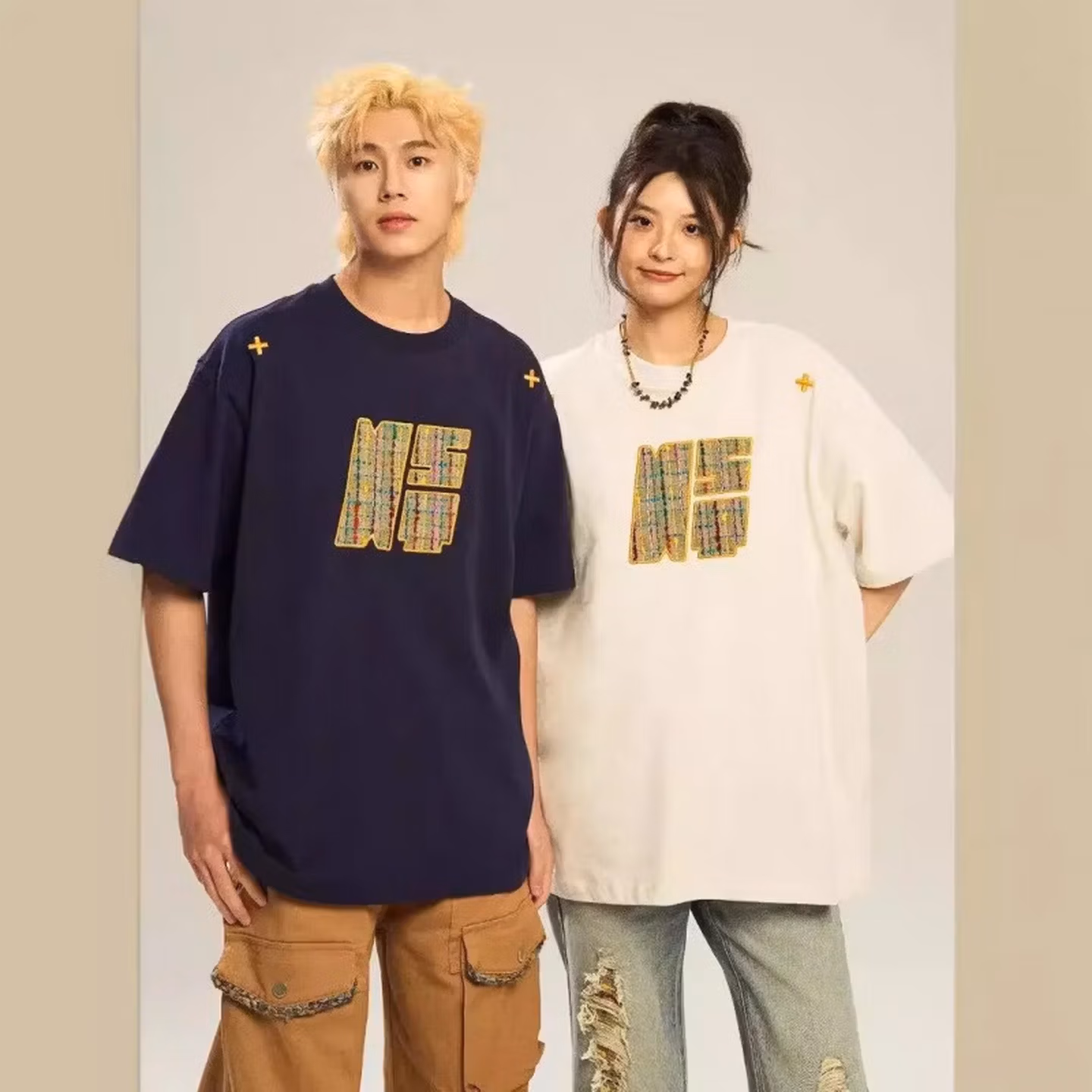 Heavyweight Embroidered American Short-sleeved T-shirt Boys Summer Thin Feeling Ruffian Handsome Cityboy Couple Half-sleeved T-shirt, Black 2XL_viptrois.com