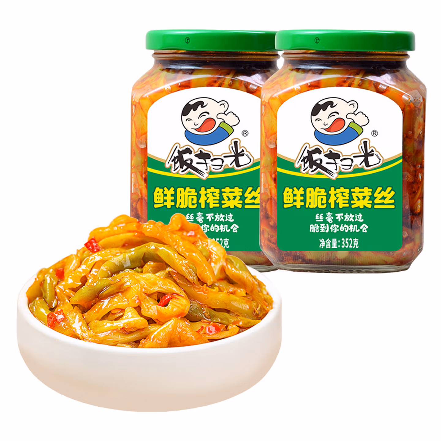 饭扫光 鲜脆榨菜丝 352g*2瓶 京东优惠券折后￥15.9包邮