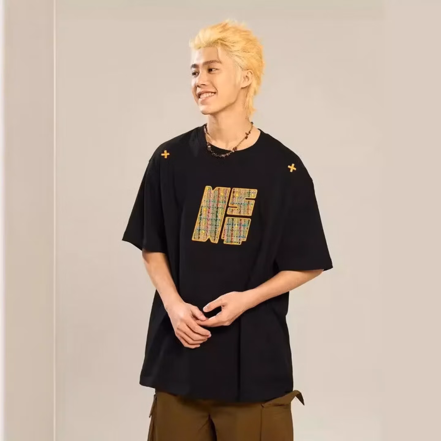 Heavyweight Embroidered American Short-sleeved T-shirt Boys Summer Thin Feeling Ruffian Handsome Cityboy Couple Half-sleeved T-shirt, Black 2XL_viptrois.com