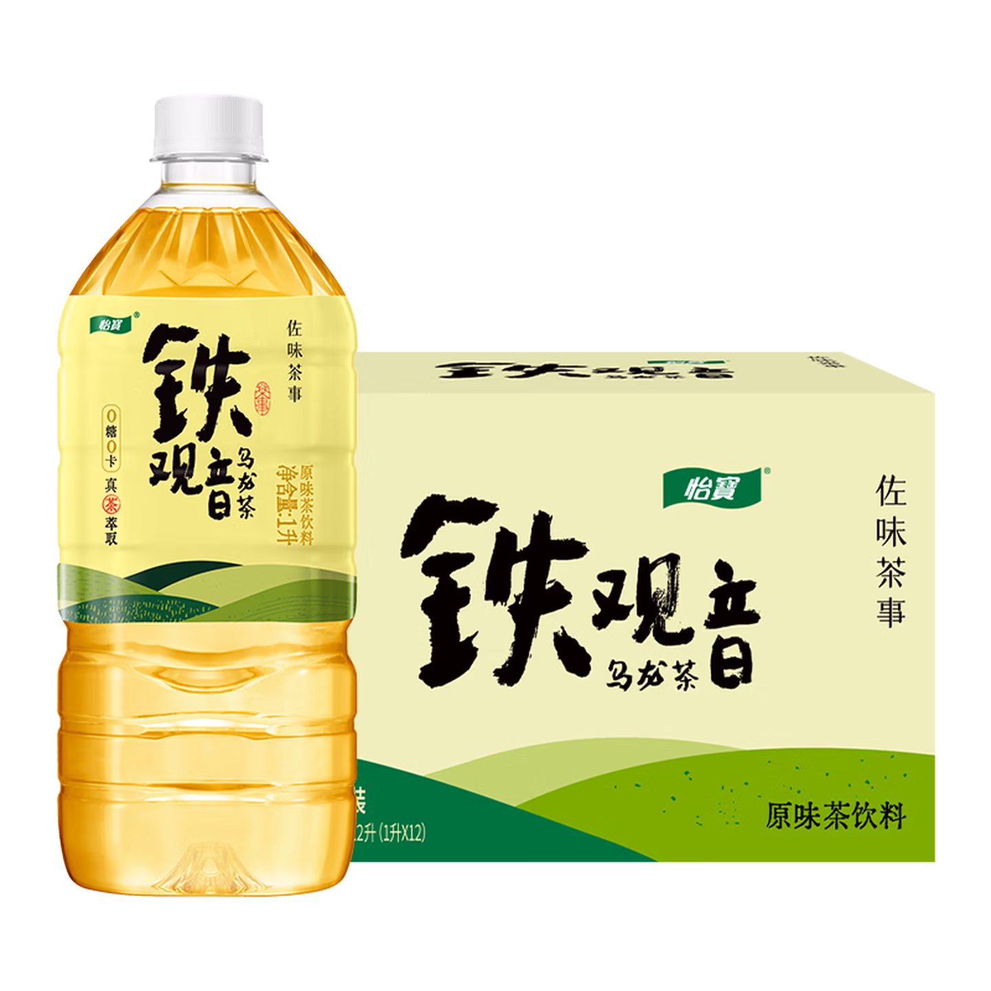怡宝 佐味茶事 铁观音原味茶饮料 1L*12瓶 京东优惠券折后￥44.9包邮 岩茶乌龙茶可选 赠帆布袋