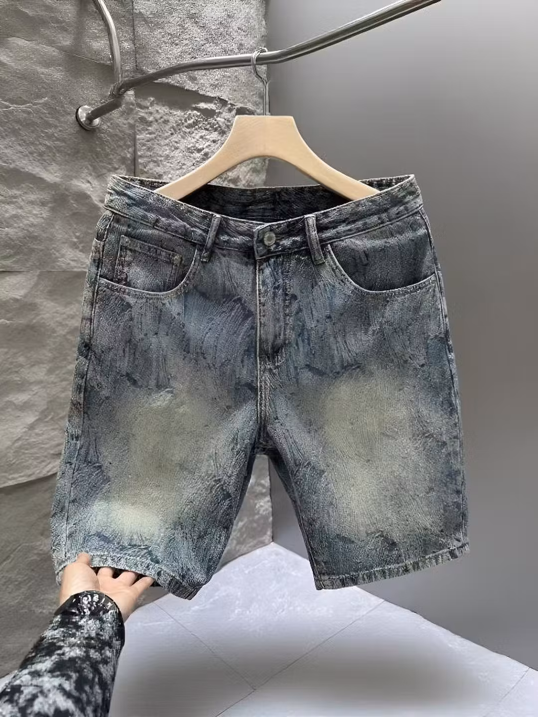 High-end Denim Shorts Men's Trendy Brand American Thin Five-point Pants 2026 Summer New Men's Casual Half Pants, Blue 28_viptrois.com