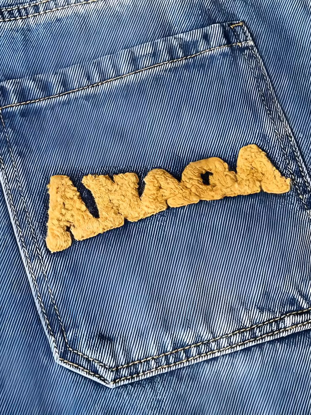Letter Embroidered Denim Shorts Men's 2026 Summer American Loose Casual Pants Teen Student Five-point Pants, Blue 28_mkmklike.com