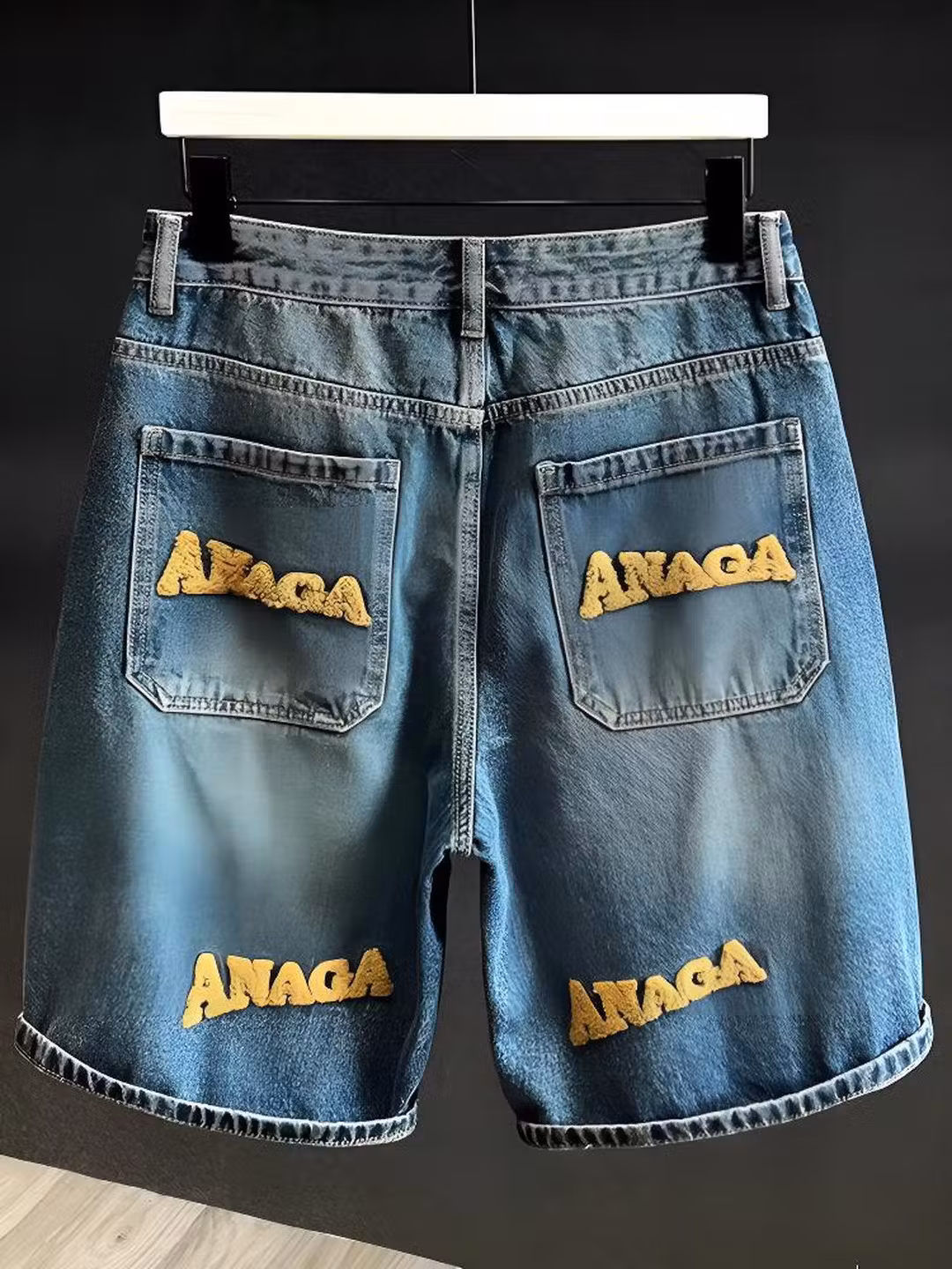 Letter Embroidered Denim Shorts Men's 2026 Summer American Loose Casual Pants Teen Student Five-point Pants, Blue 28_mkmklike.com