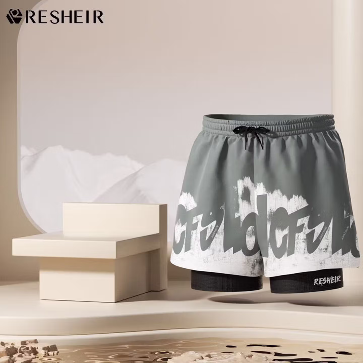Swimming Trunks Men's Quick-drying Double-layer Sports Swimming Trunks Beach Trunks Swimming Full Set Swimming Trunks Swimming Goggles Three-piece Set_voghion.com