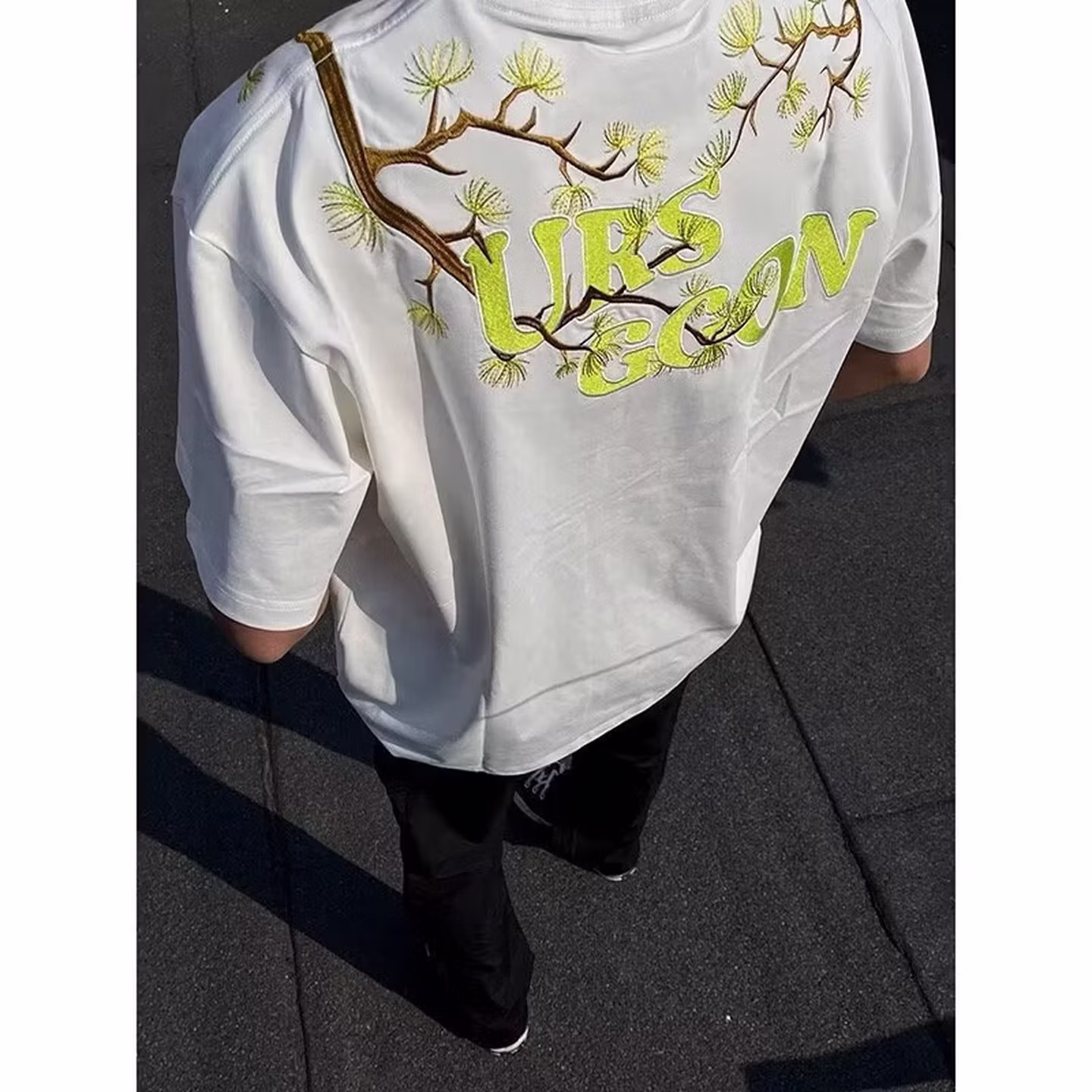 American Flower Embroidered Short-sleeved T-shirt Men's High-end 2026 Summer New Personalized Trendy Brand Loose And Versatile Top, Black 2XL_viptrois.com