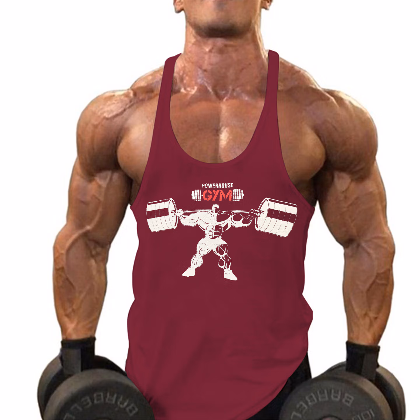 Men's New Fitness Cotton Sports I-print Vest Sports Running Exercise Breathable Sweat-absorbing Top, Black, White 3XL (190)_viptrois.com