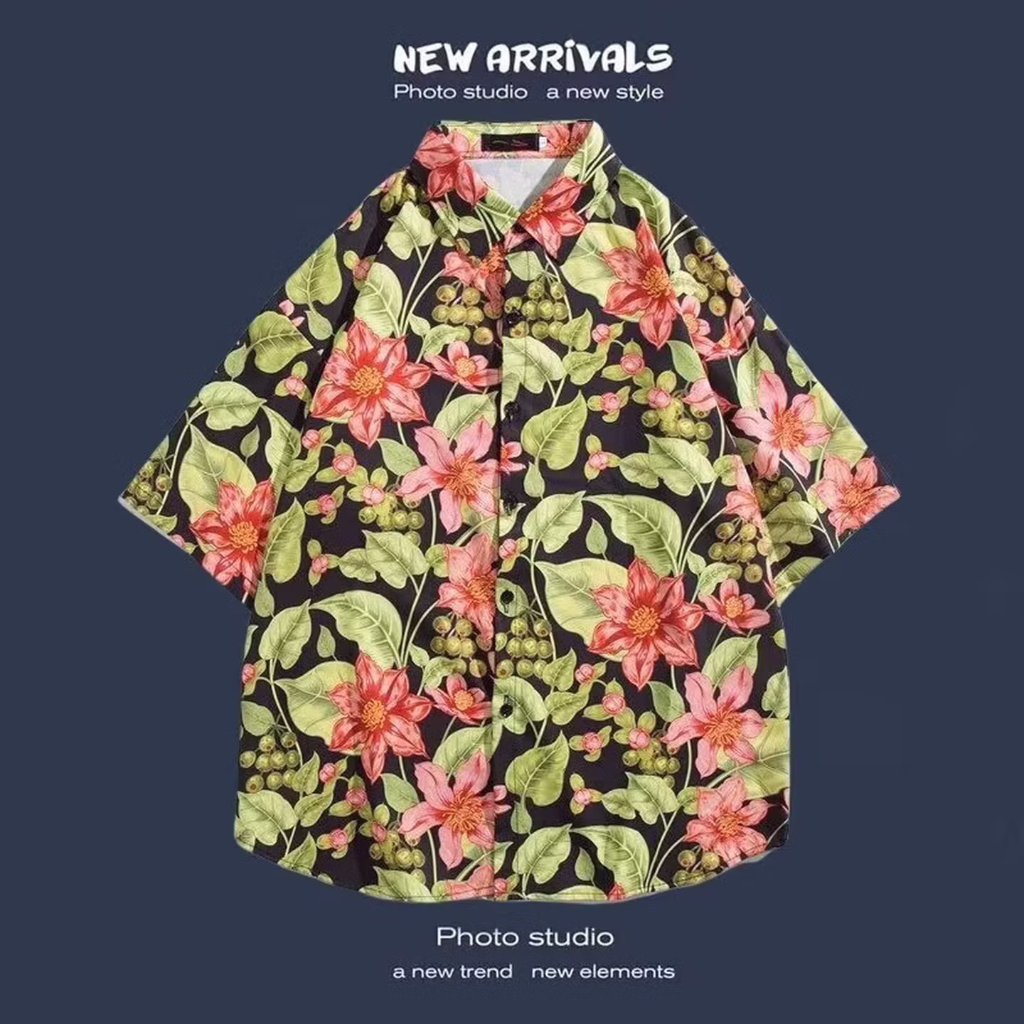 Short Sleeve Flower Shirt Hainan Island Beach Port Style Miami Xia Wei Style Thailand Tourism Male Couple Casual Loose Jacket_viptrois.com