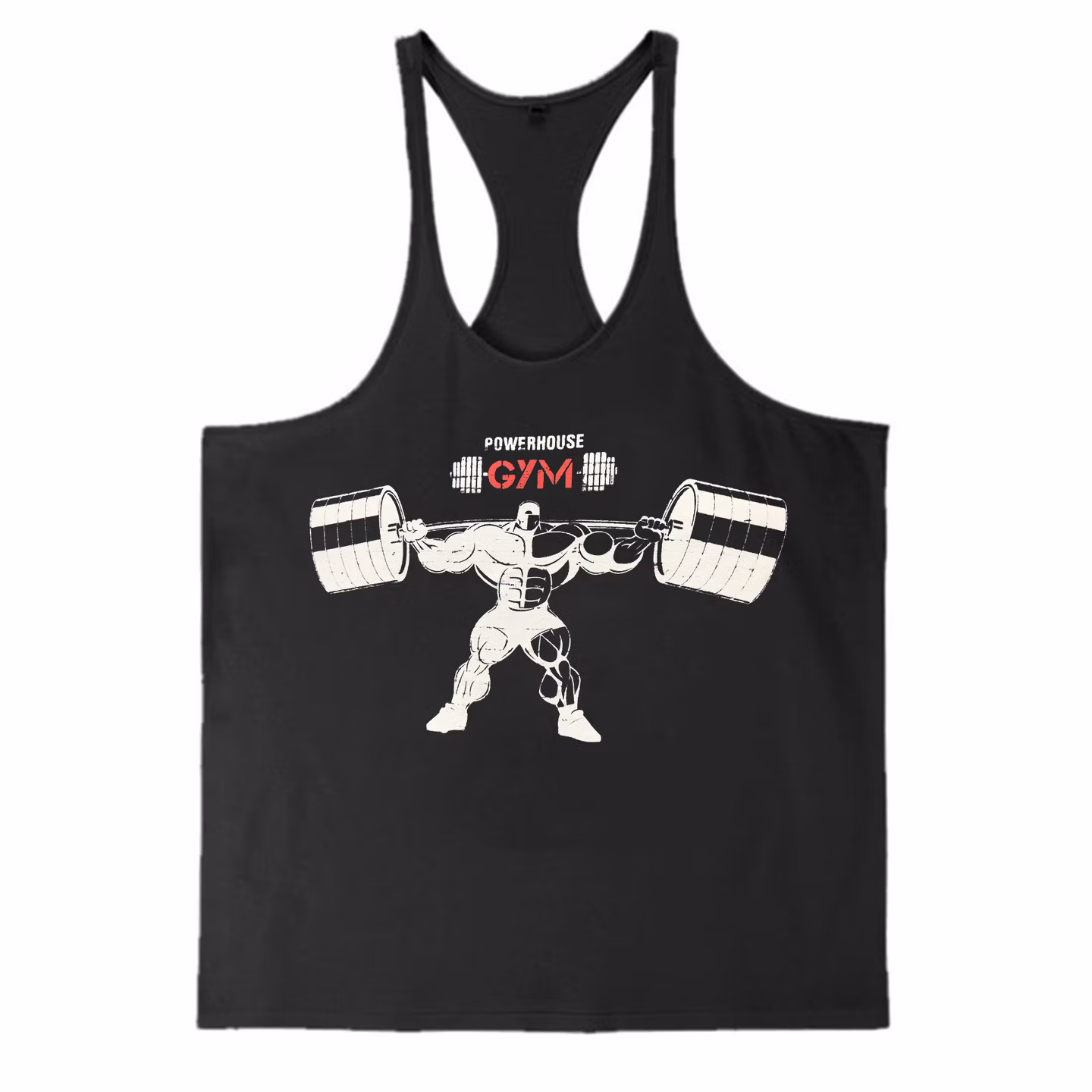Men's New Fitness Cotton Sports I-print Vest Sports Running Exercise Breathable Sweat-absorbing Top, Black, White 3XL (190)_viptrois.com
