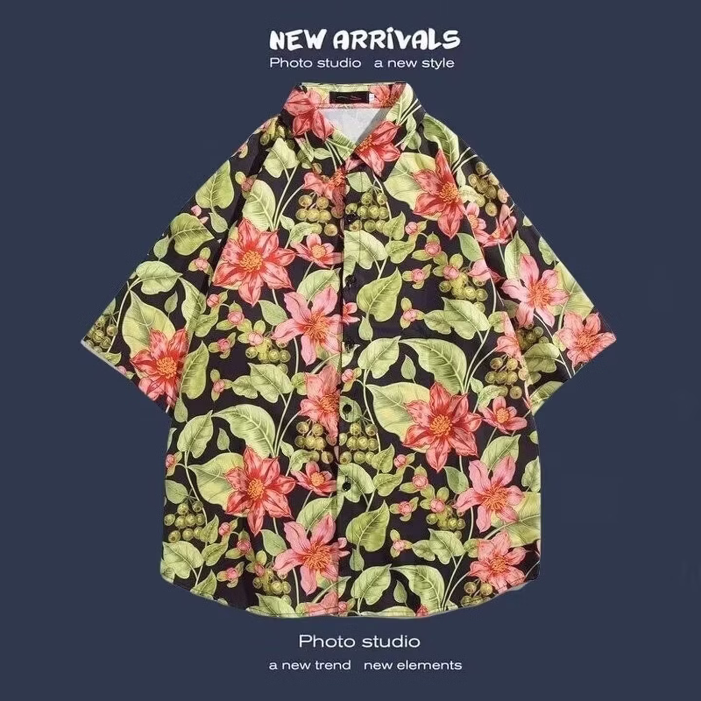 Short Sleeve Flower Shirt Hainan Island Beach Port Style Miami Xia Wei Style Thailand Tourism Male Couple Casual Loose Jacket_viptrois.com