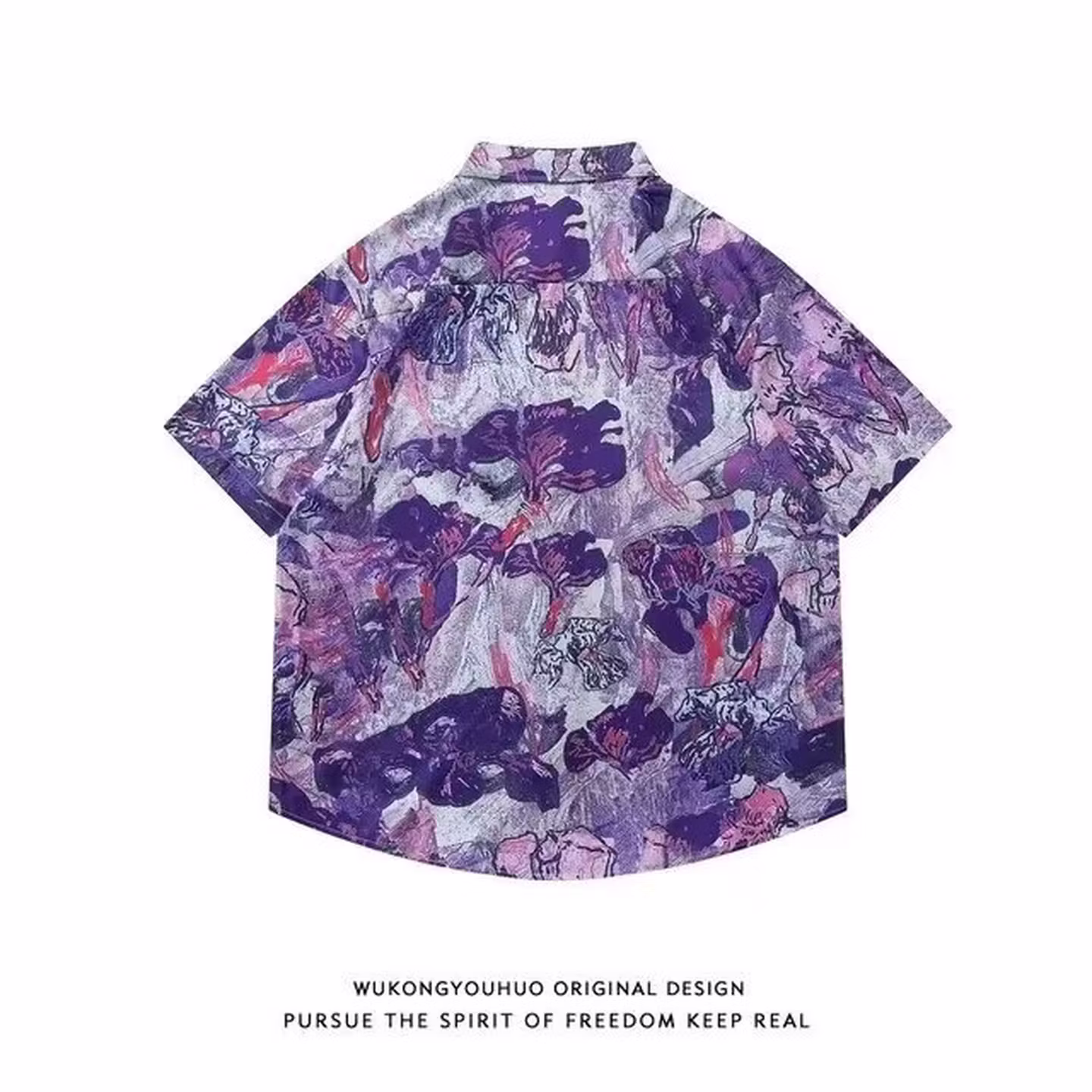2026 Hawaiian Handsome Retro Printed Shirt Summer Casual Ins Ruffian Handsome Style Short-sleeved Beach Shirt Men's Trend, Purple M_viptrois.com