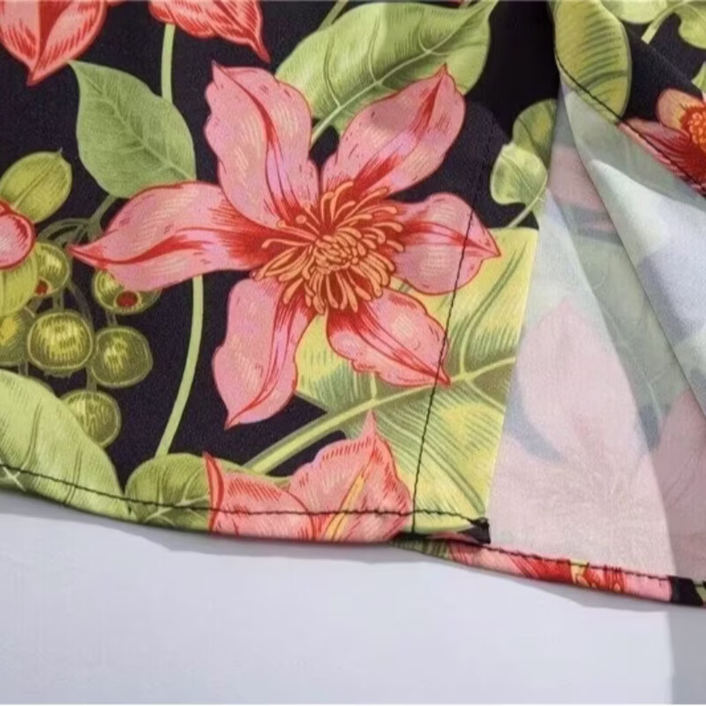 Short Sleeve Flower Shirt Hainan Island Beach Port Style Sanya Xia Wei Style Thailand Tourism Male Couple Casual Loose Jacket, Black XL_viptrois.com