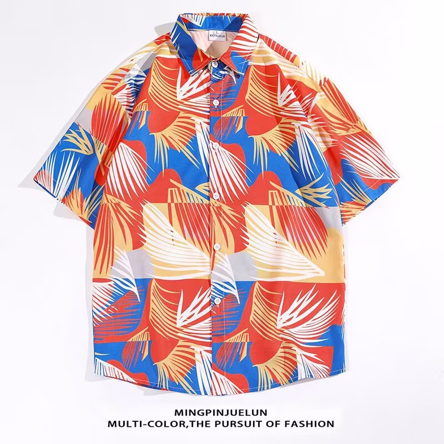 Hawaii Beach Seaside Summer Thai Wind Flower Shirt Ruffian Handsome Men And Women Couple Clothing Thin Short-sleeved Shirt Jacket_viptrois.com