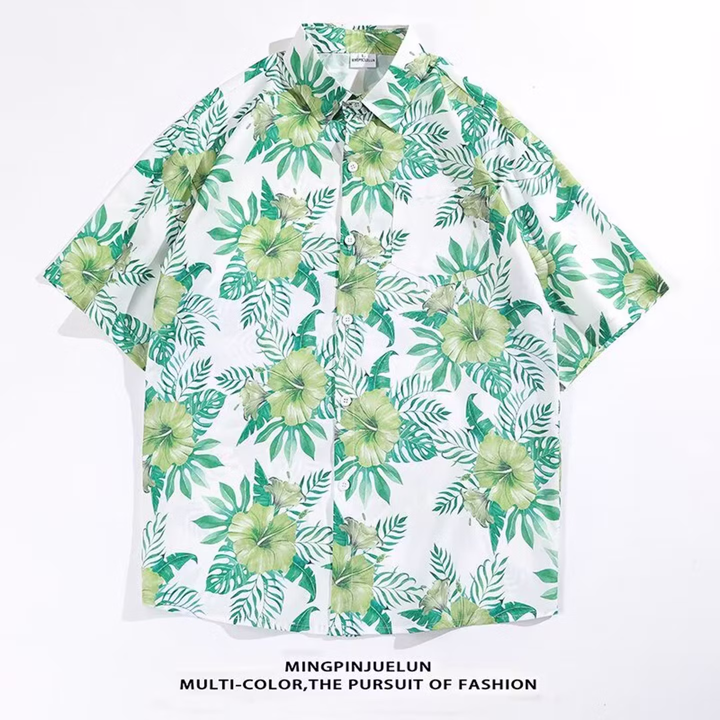 2026 Hawaiian Beach Flower Shirt Short-sleeved Men's Loose Large Size Slim-fitting Hong Kong Style Retro Ruffian Shirt Jacket Men's Picture Color M_viptrois.com
