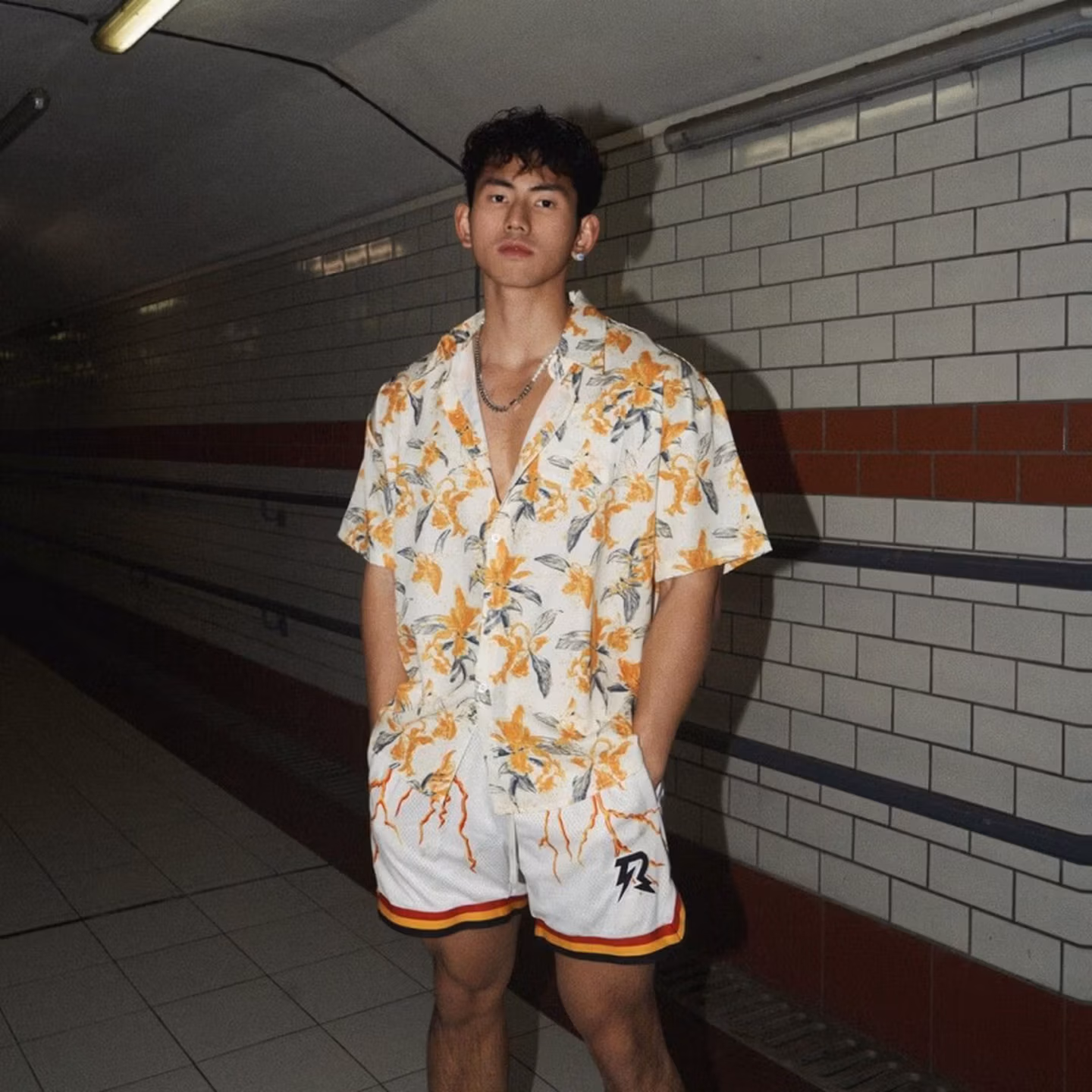 Casual Loose Retro Men's And Women's Short Sleeve Trend Shirt Hawaiian Summer Beach Couple Shirt, Orange M Recommended 95-55 Kg_viptrois.com