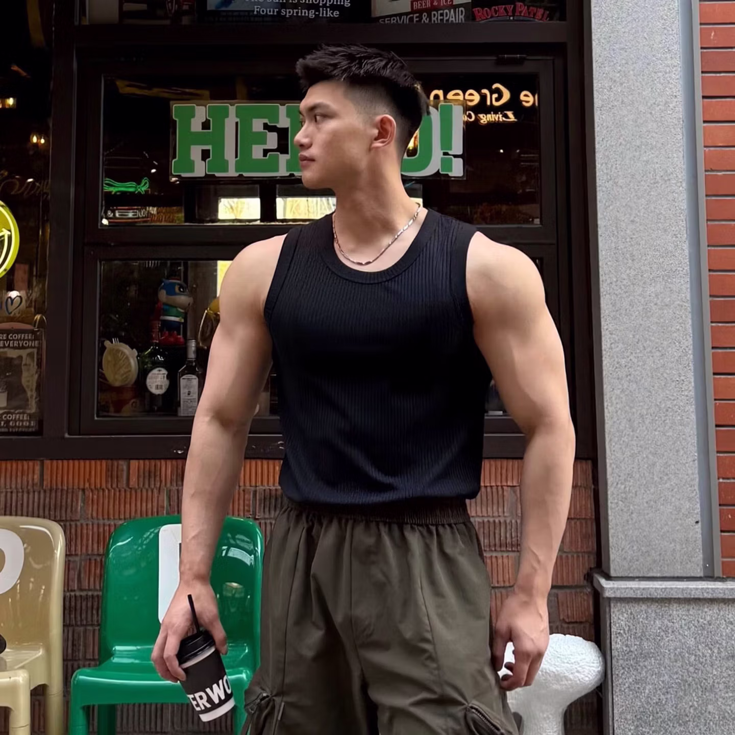 American Retro Heavy Fitness Vest Men's 300g High Elastic Muscle Men's Sports Vest Solid Color 01-TBX White 4XL [recommended 200-115kg]_viptrois.com